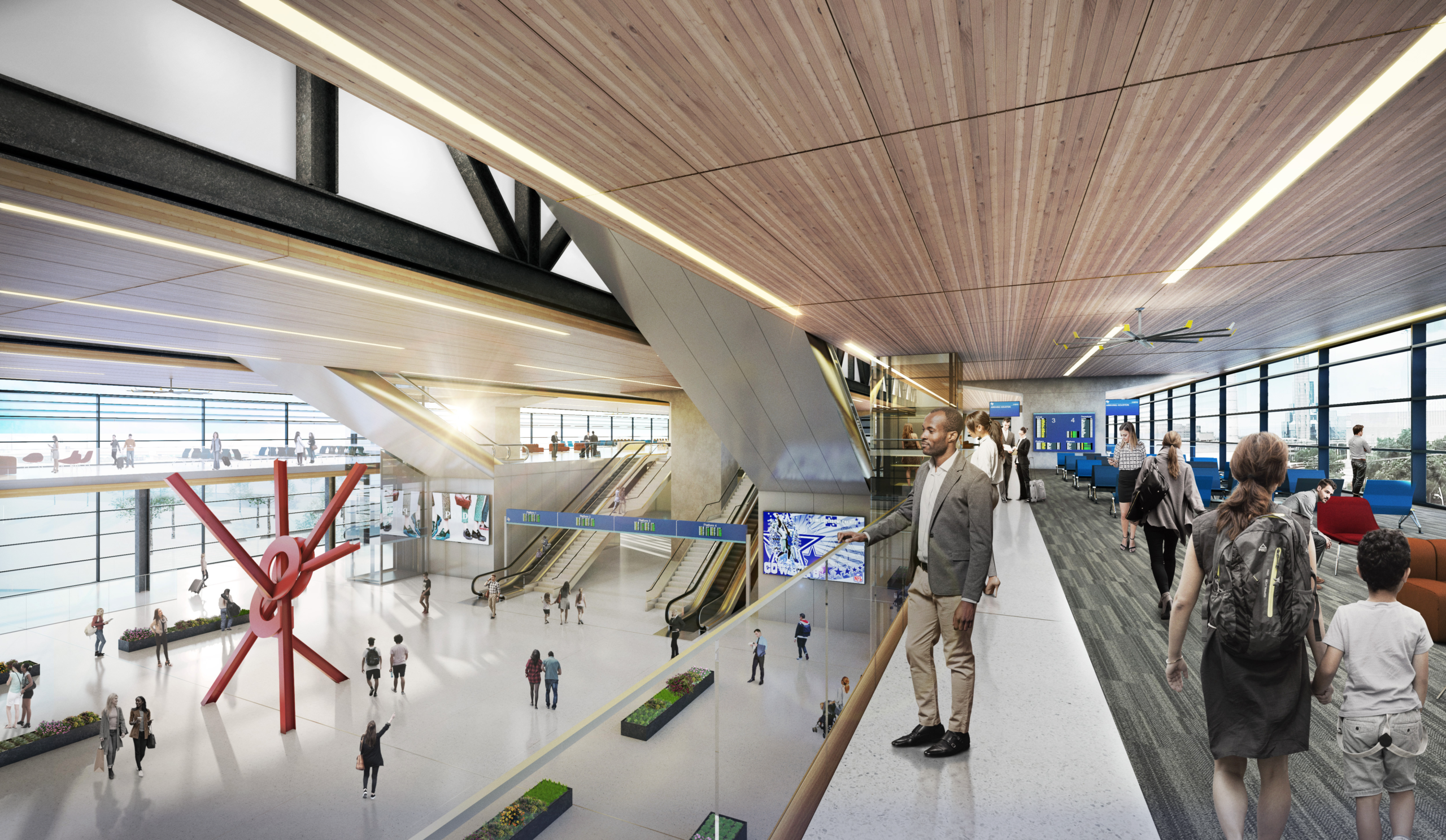 Texas Central Dallas waiting area conceptual rendering