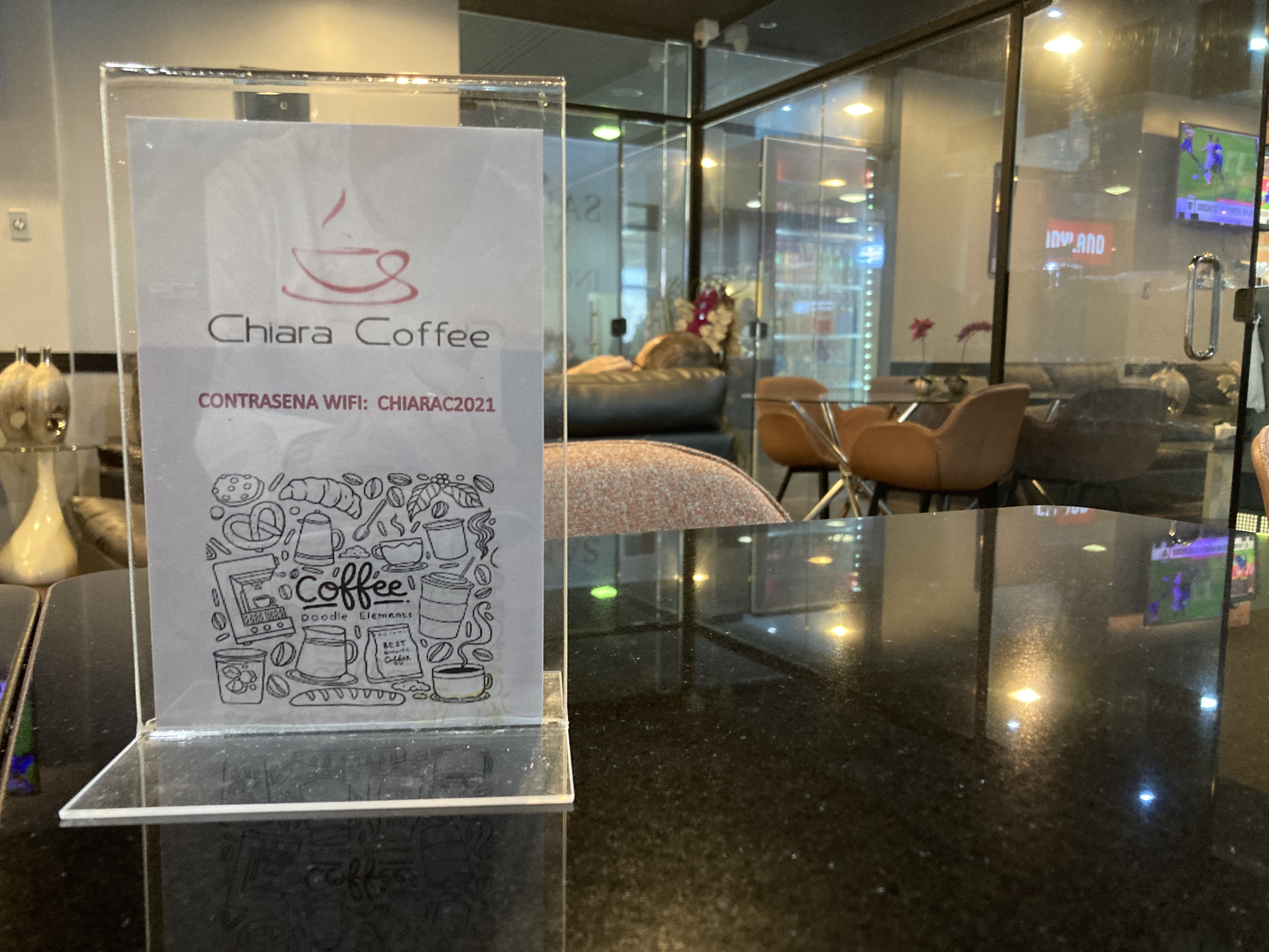 VIP Lounge Santa Cruz de la Sierra coffee shop sign and wifi