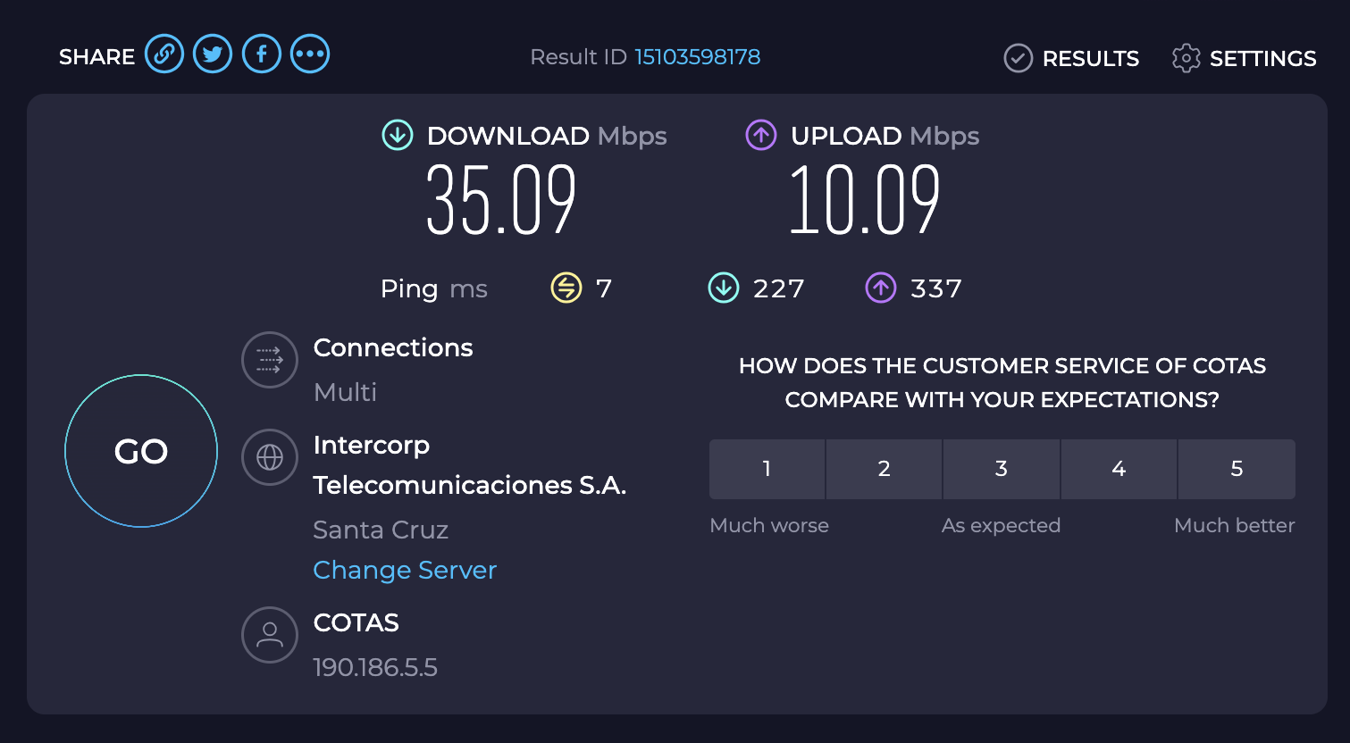 VIP Lounge Santa Cruz de la Sierra speed test