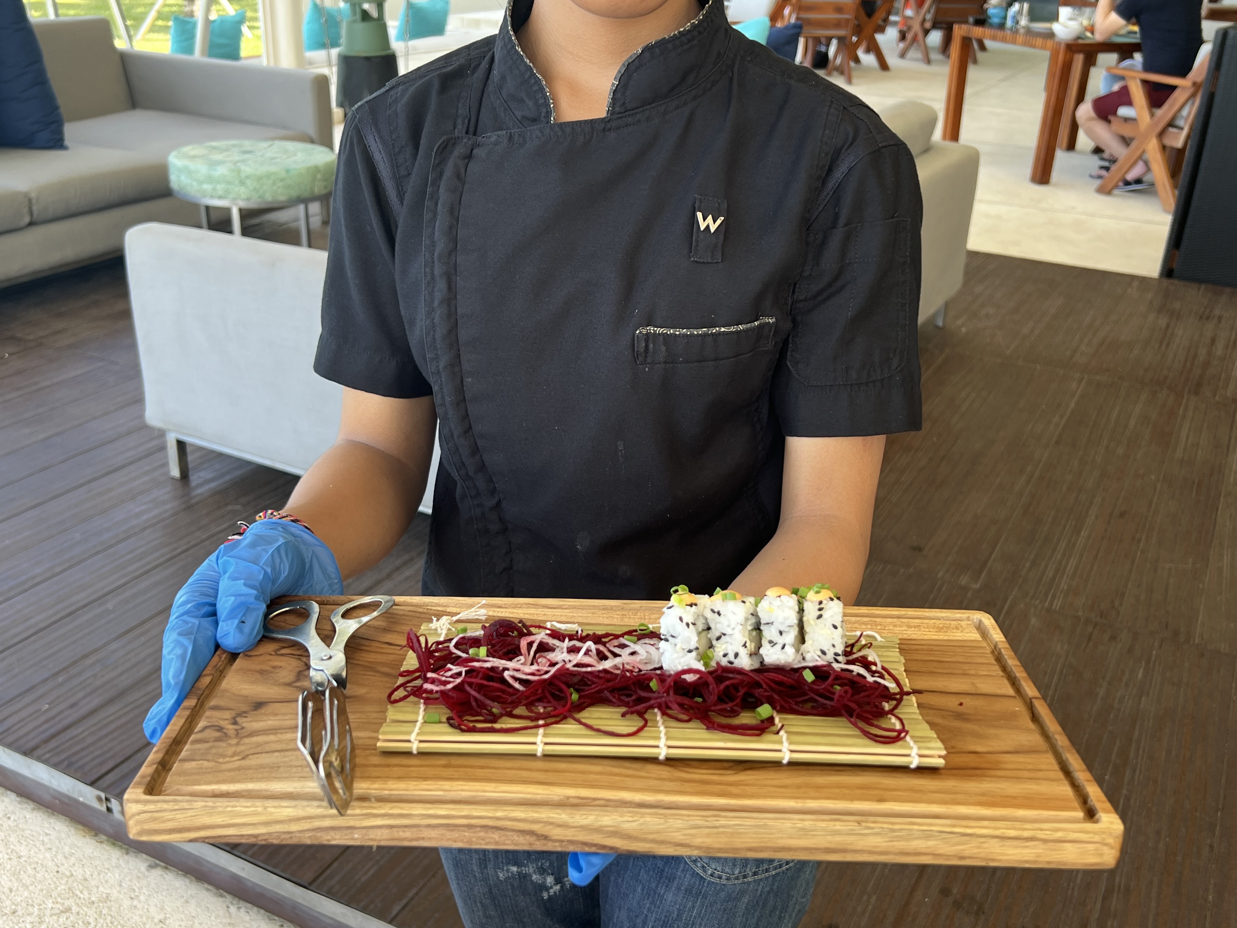 W Seminyak Bali breakfast table service sushi