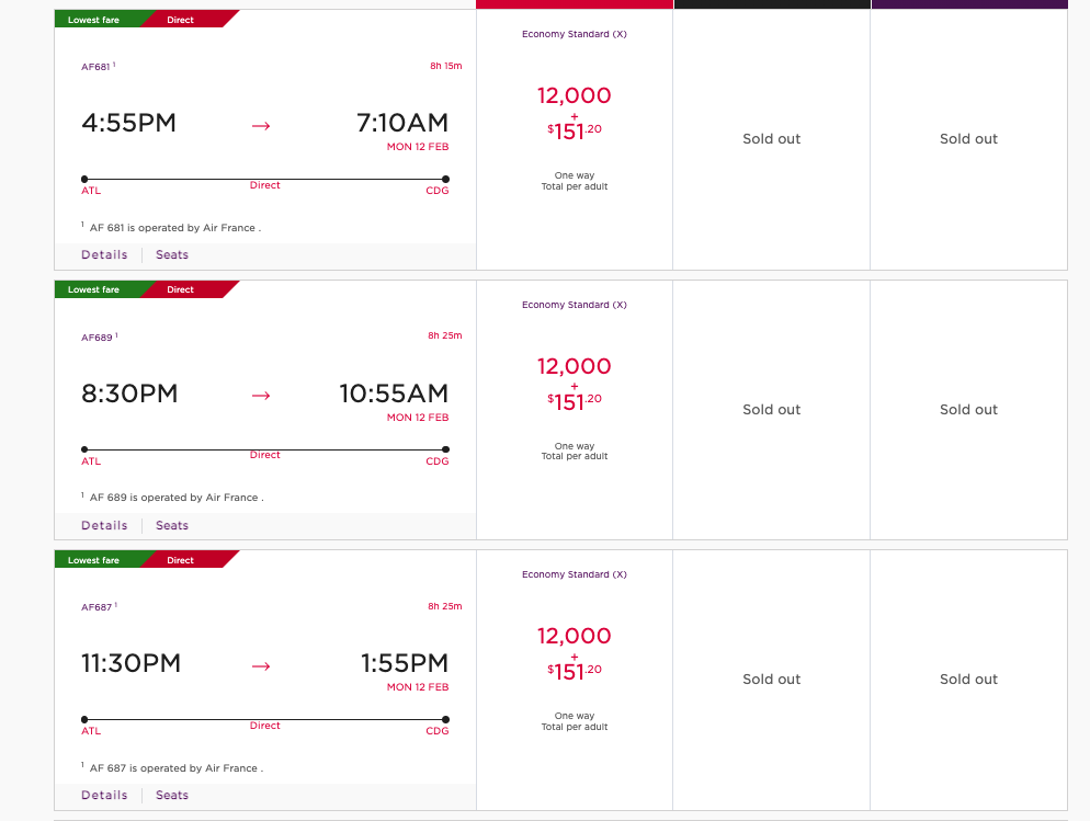ATL CDG Economy ATL CDG Economy