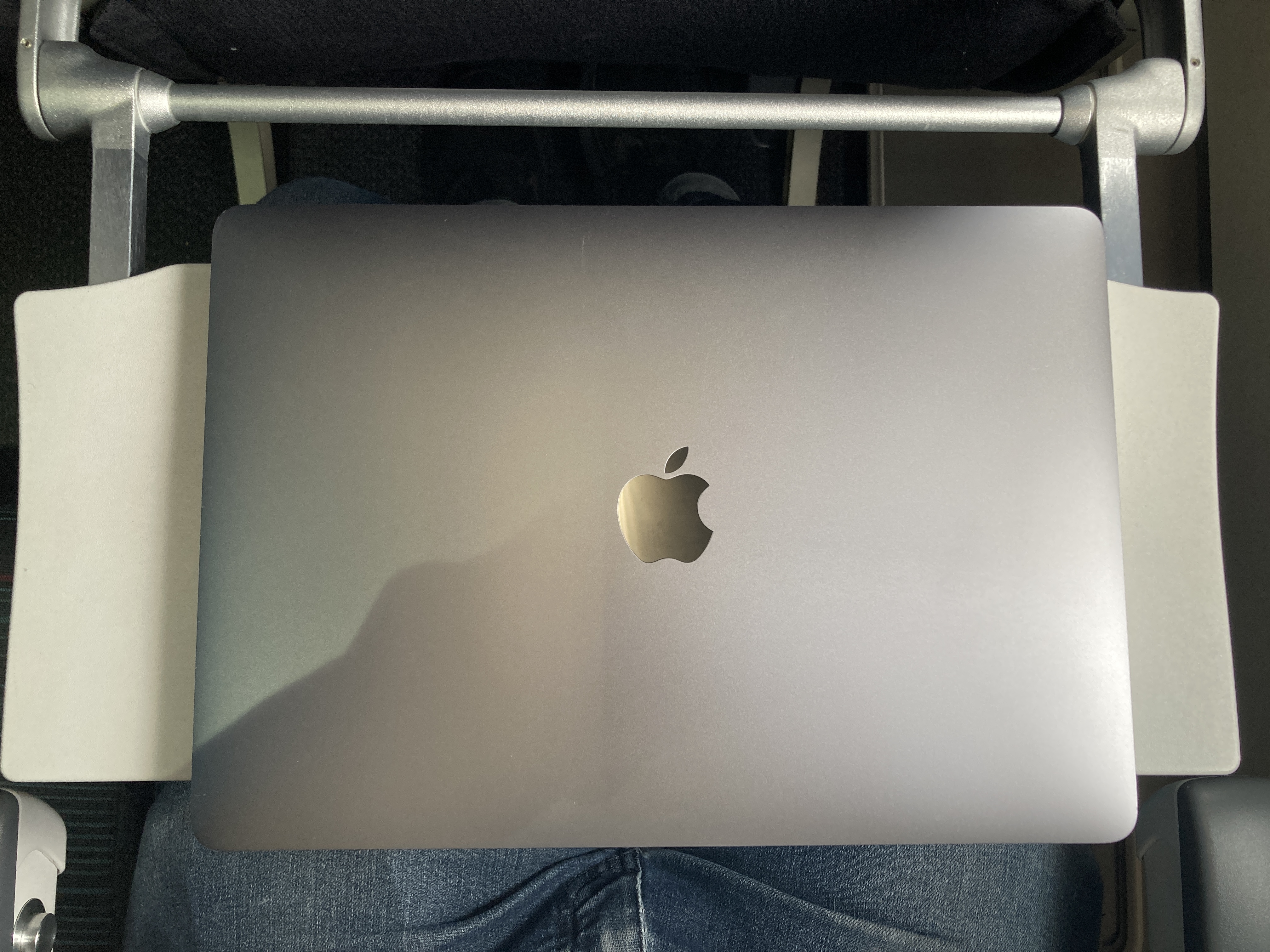 Air Canada A330 300 economy YUL LAX tray table with laptop Air Canada A330 300 economy YUL LAX tray table with laptop