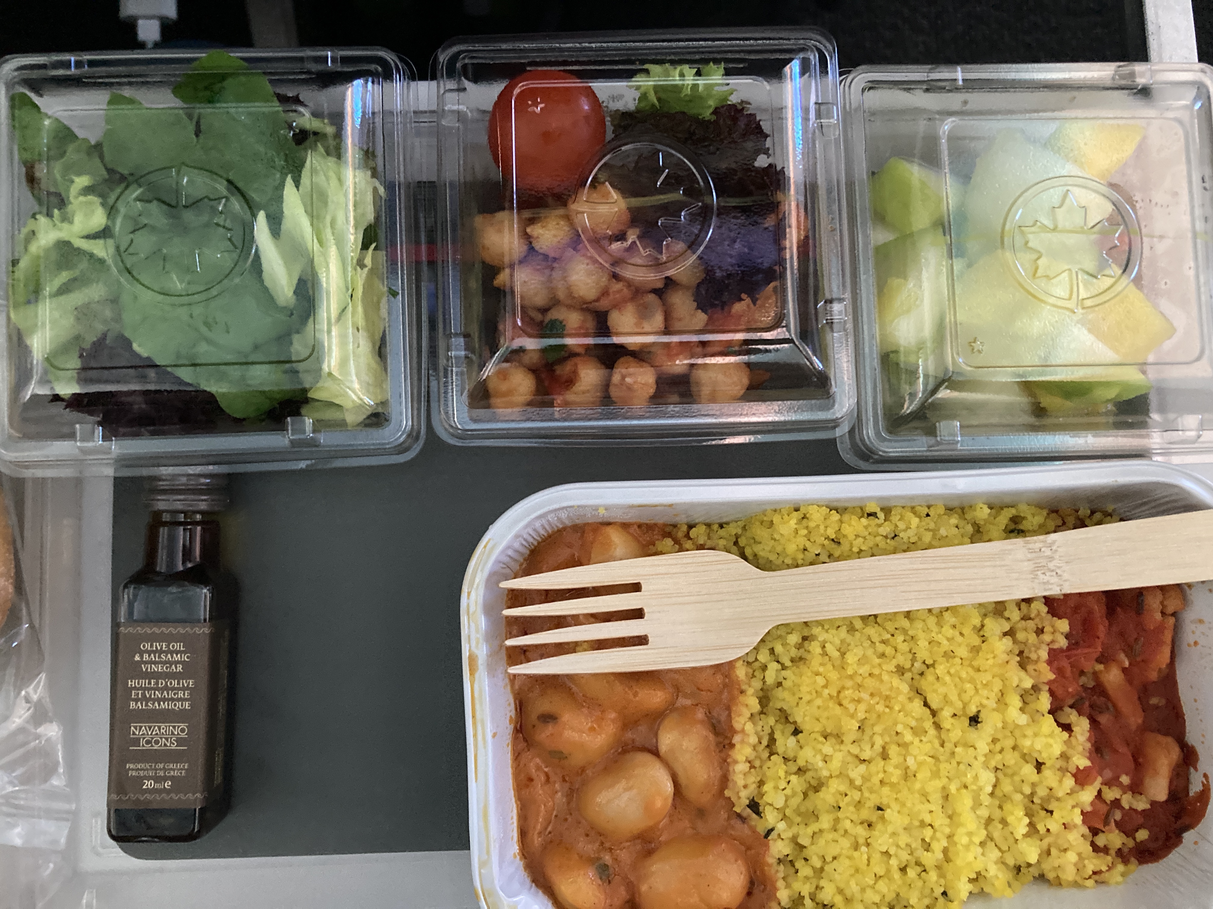 Air Canada B787 9 FRA YUL economy meal closeup Air Canada B787-9 FRA to YUL economy meal closeup
