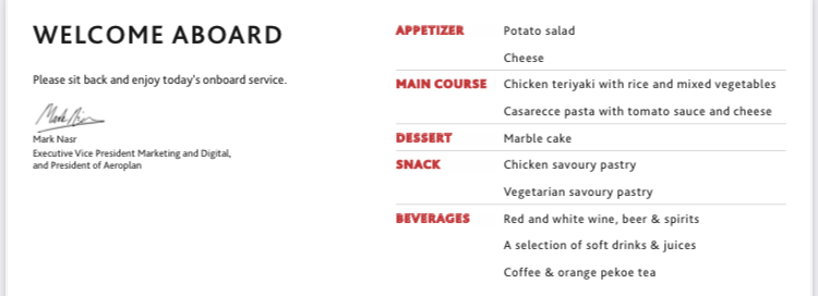 Air Canada B787 9 FRA YUL economy meal options Air Canada B787-9 FRA to YUL economy meal options