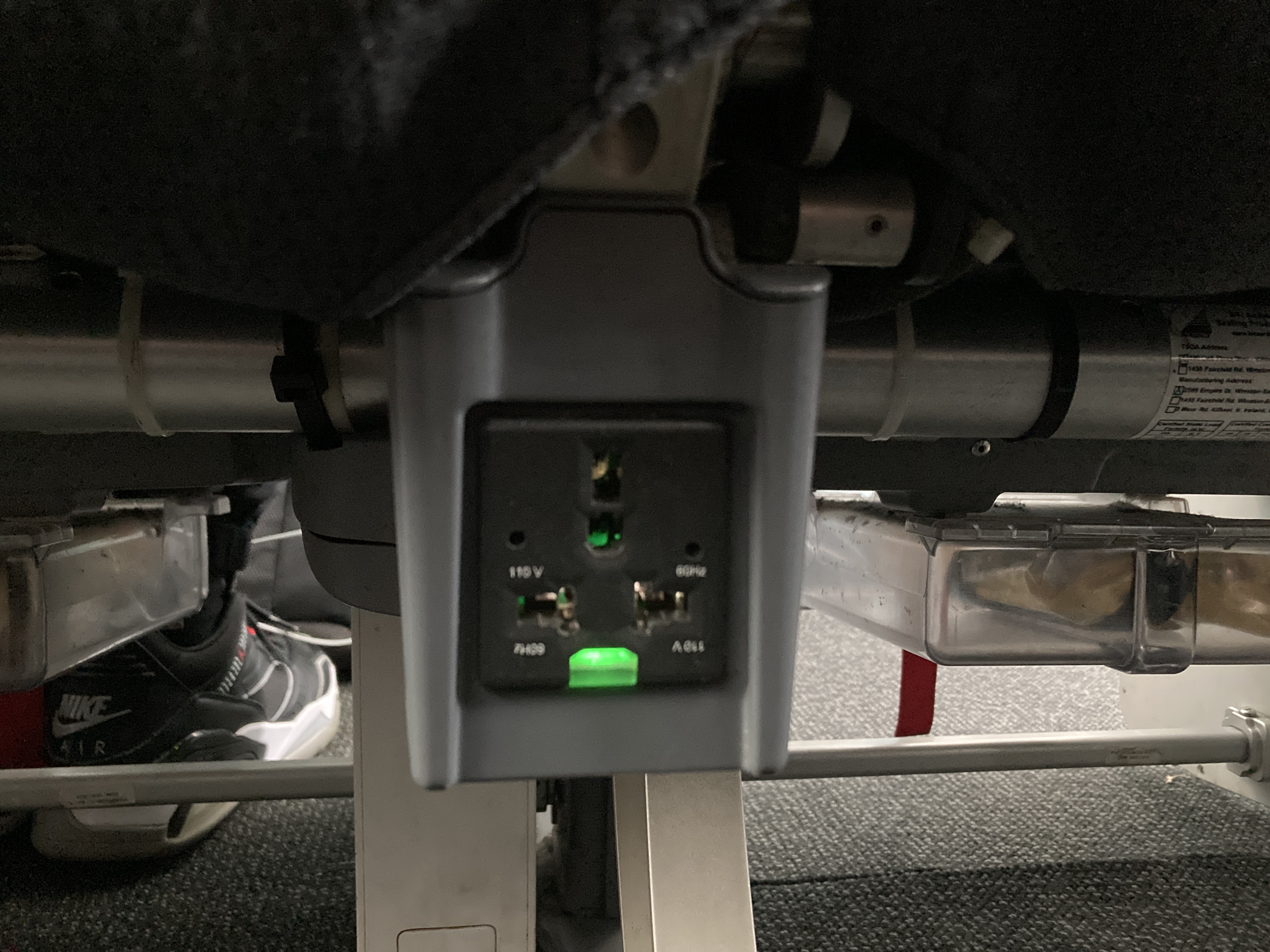 Air Canada B787 9 FRA YUL economy plug under seat Air Canada B787-9 FRA to YUL economy plug under seat