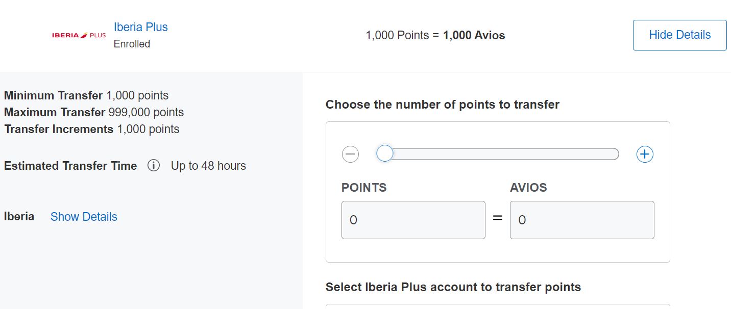 Amex to Iberia Transfer Amex to Iberia Transfer