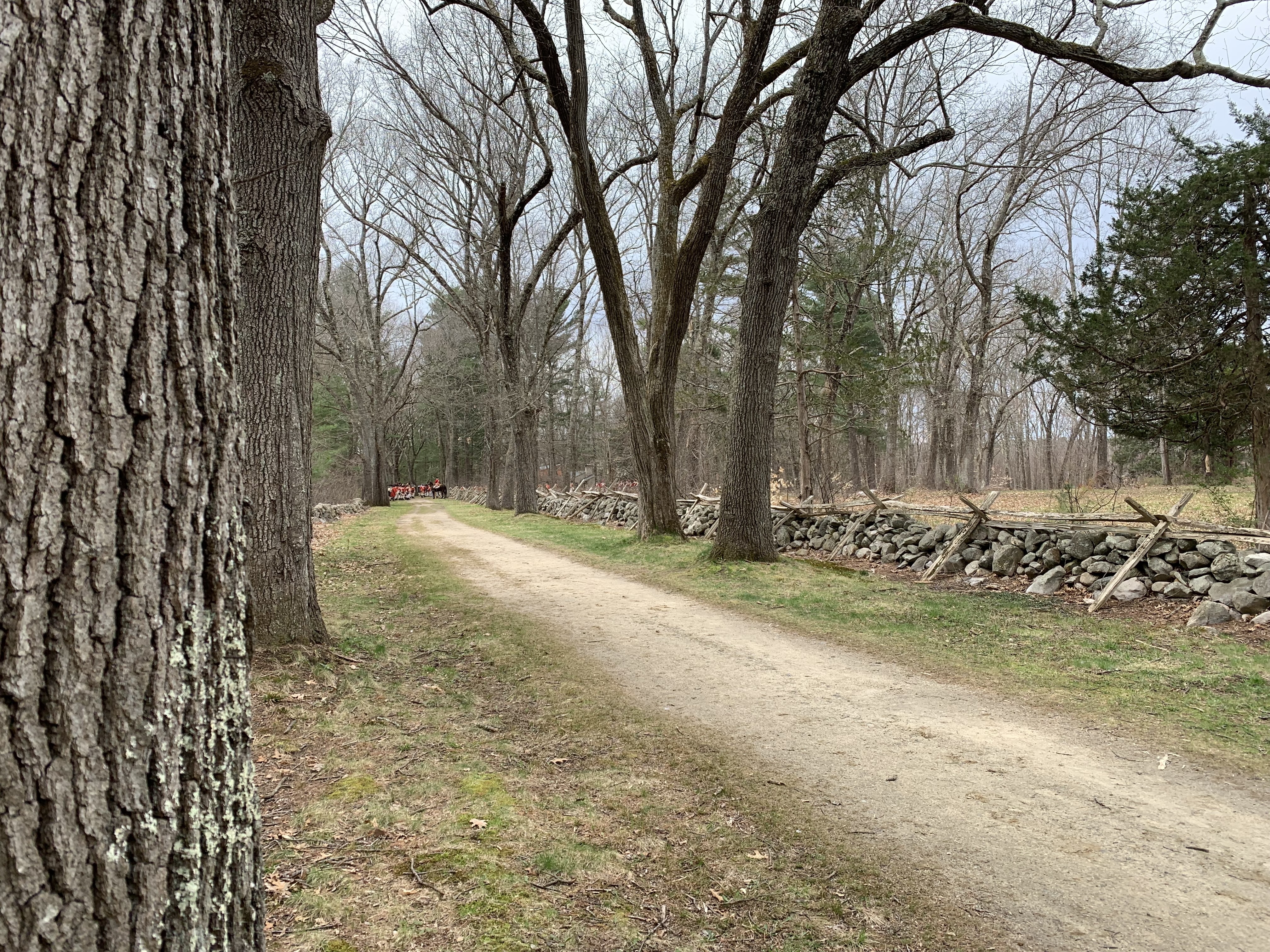 British in the distance on Battle Road