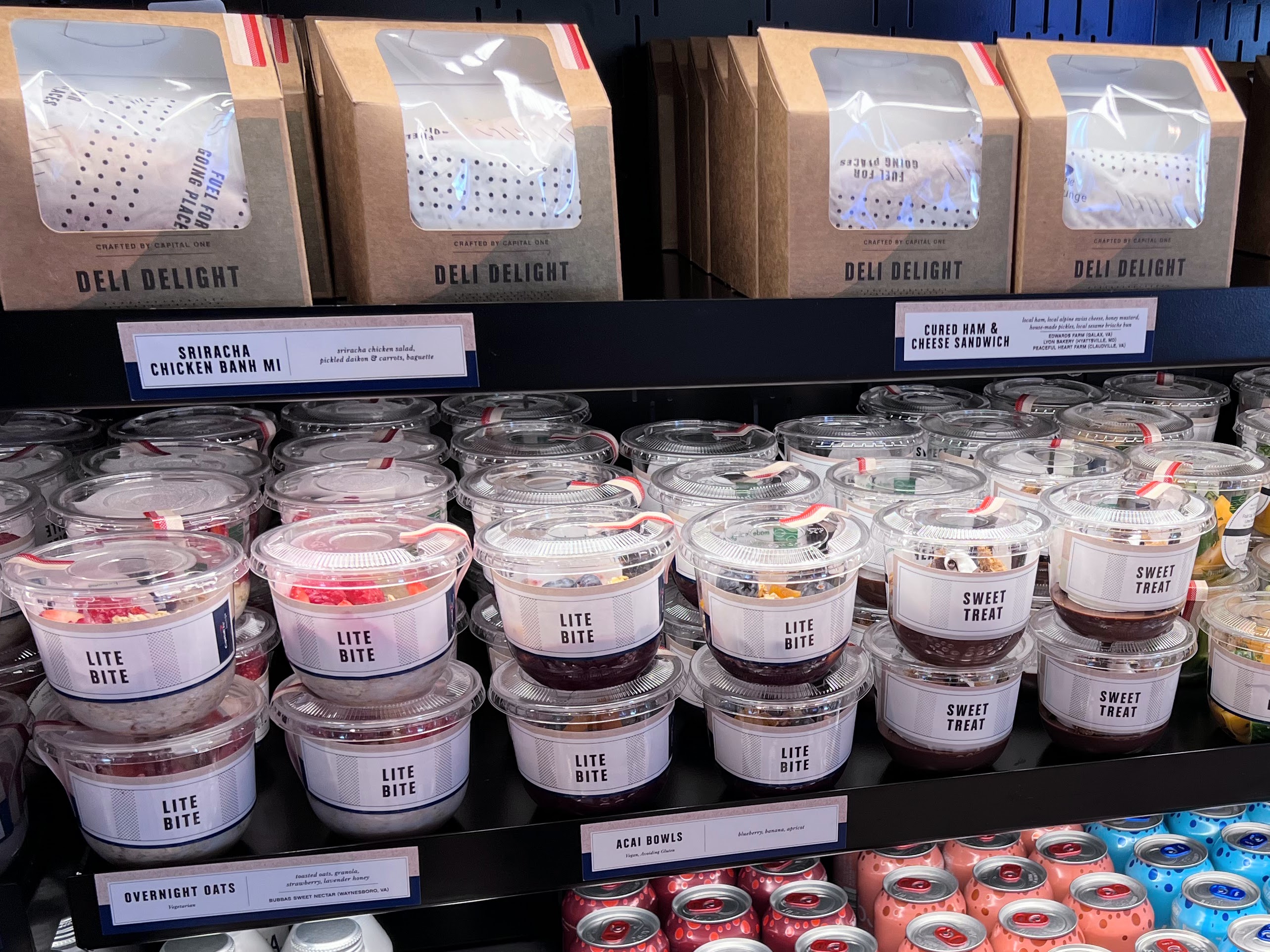 Capital One Lounge Dulles grab and go sandwiches and lite bites