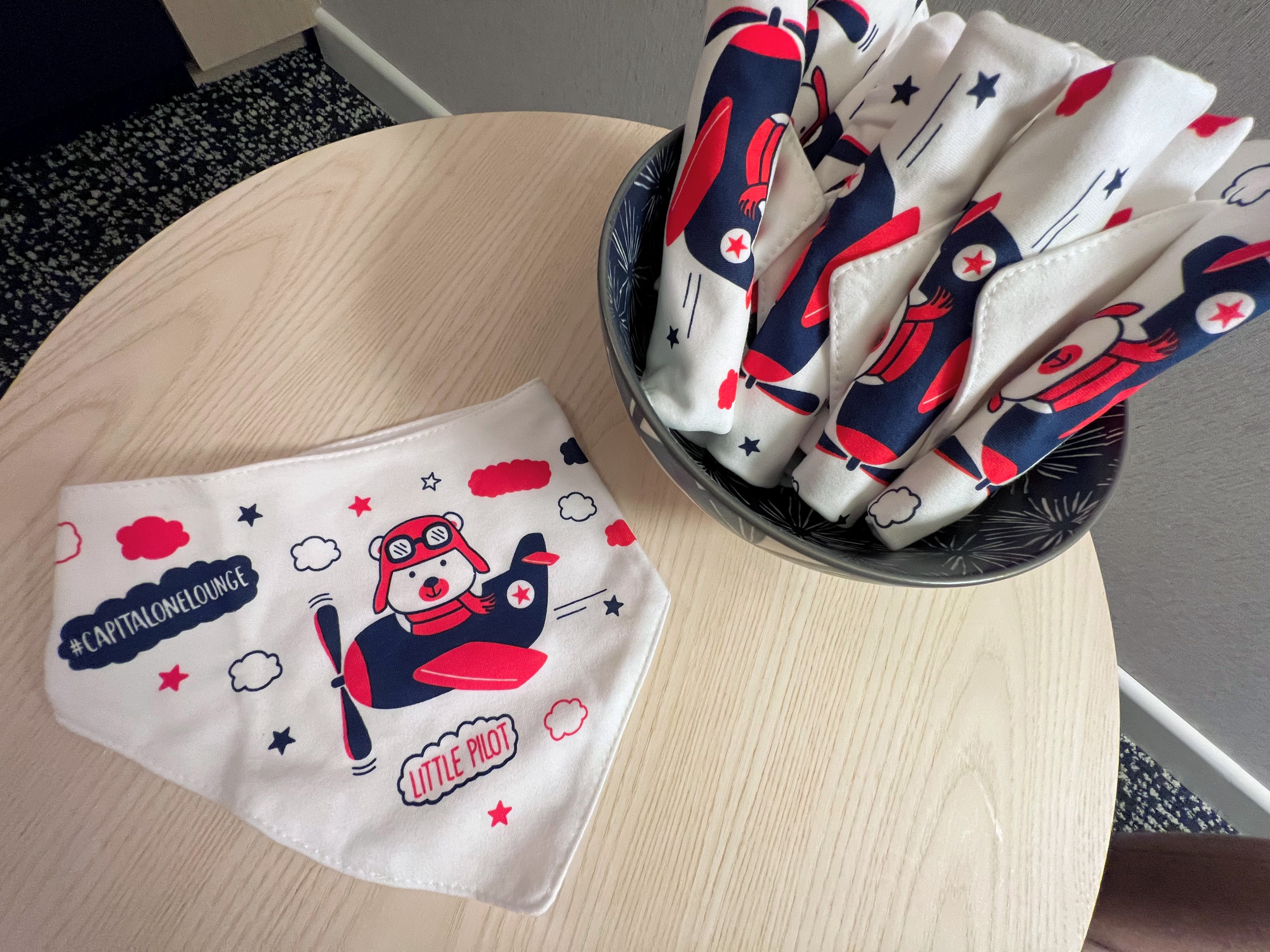 Capital One Lounge bibs at Washington Dulles