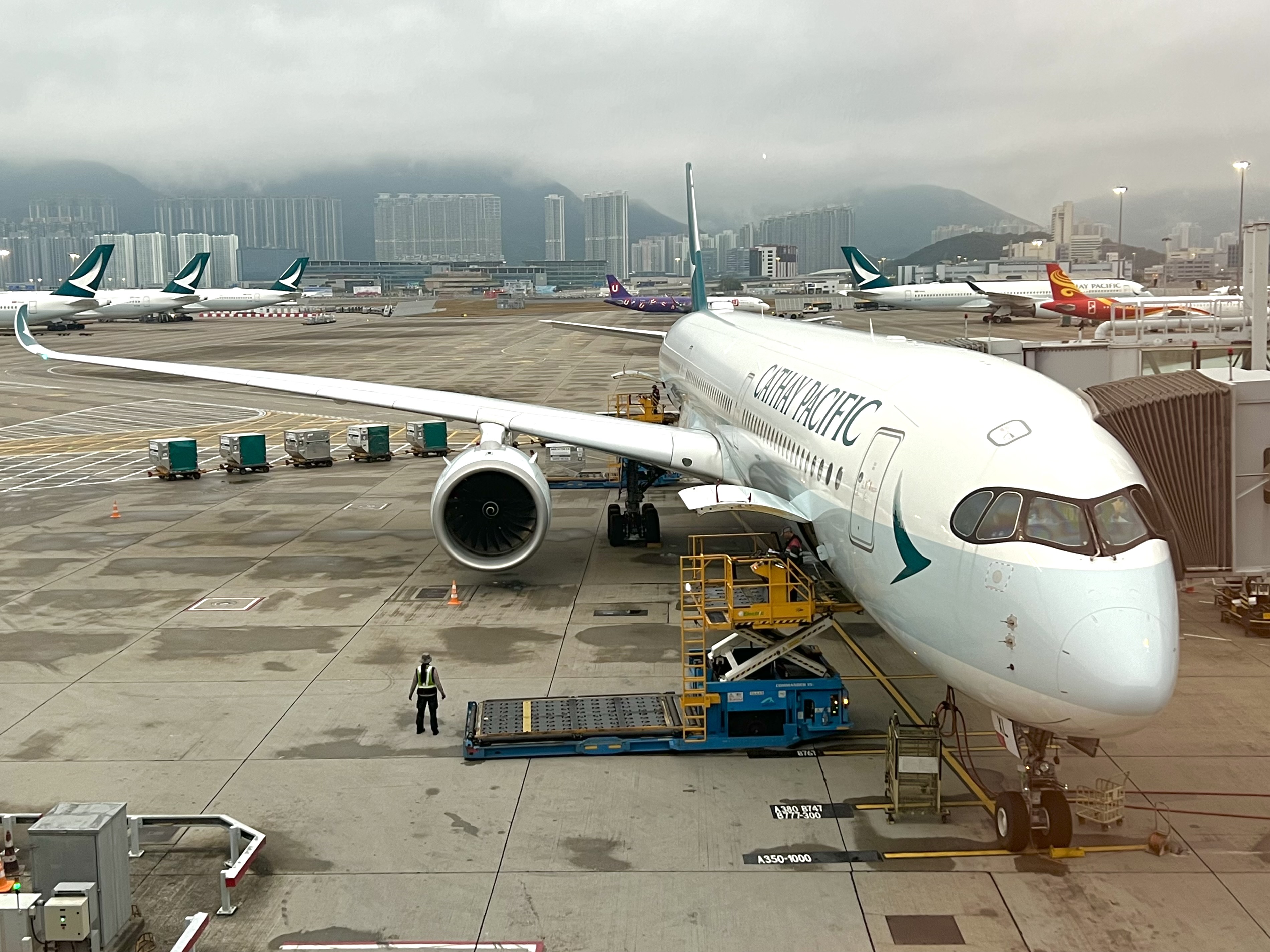 Cathay Pacific Plane on A Runway Cathay Pacific Airbus A350