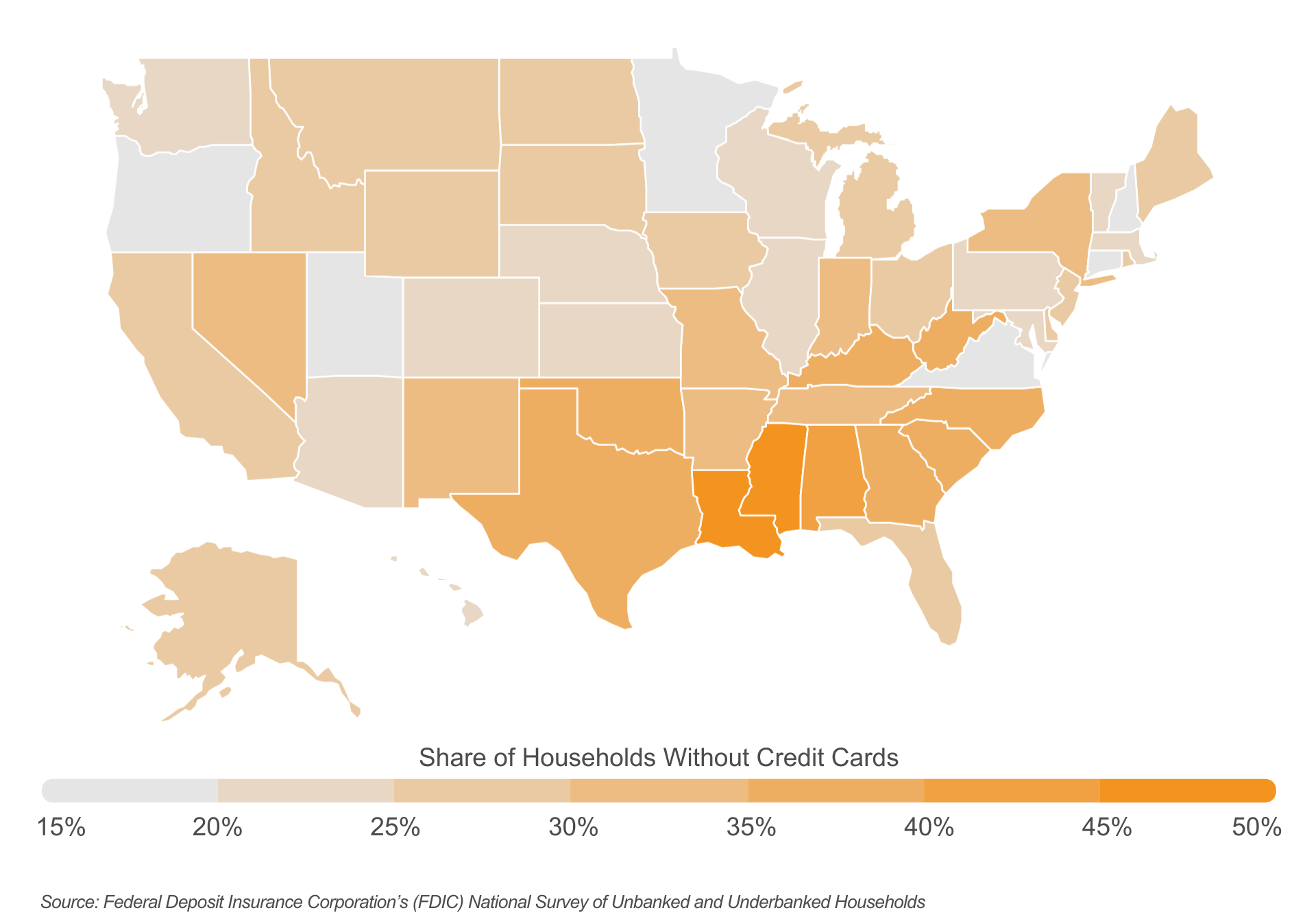 Chart3 Southern states have the most households living within credit cards Chart3 Southern states have the most households living within credit cards