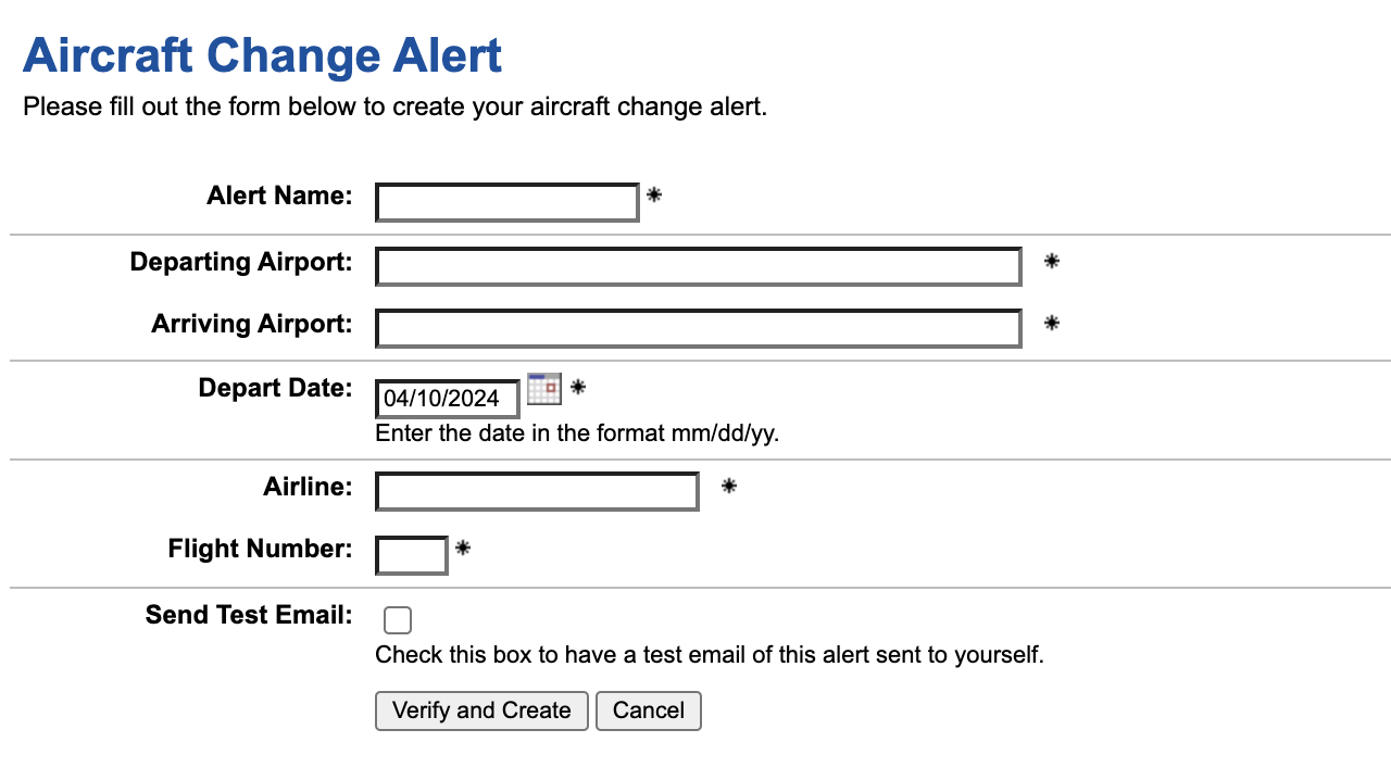 ExpertFlyer aircraft change alert ExpertFlyer aircraft change alert