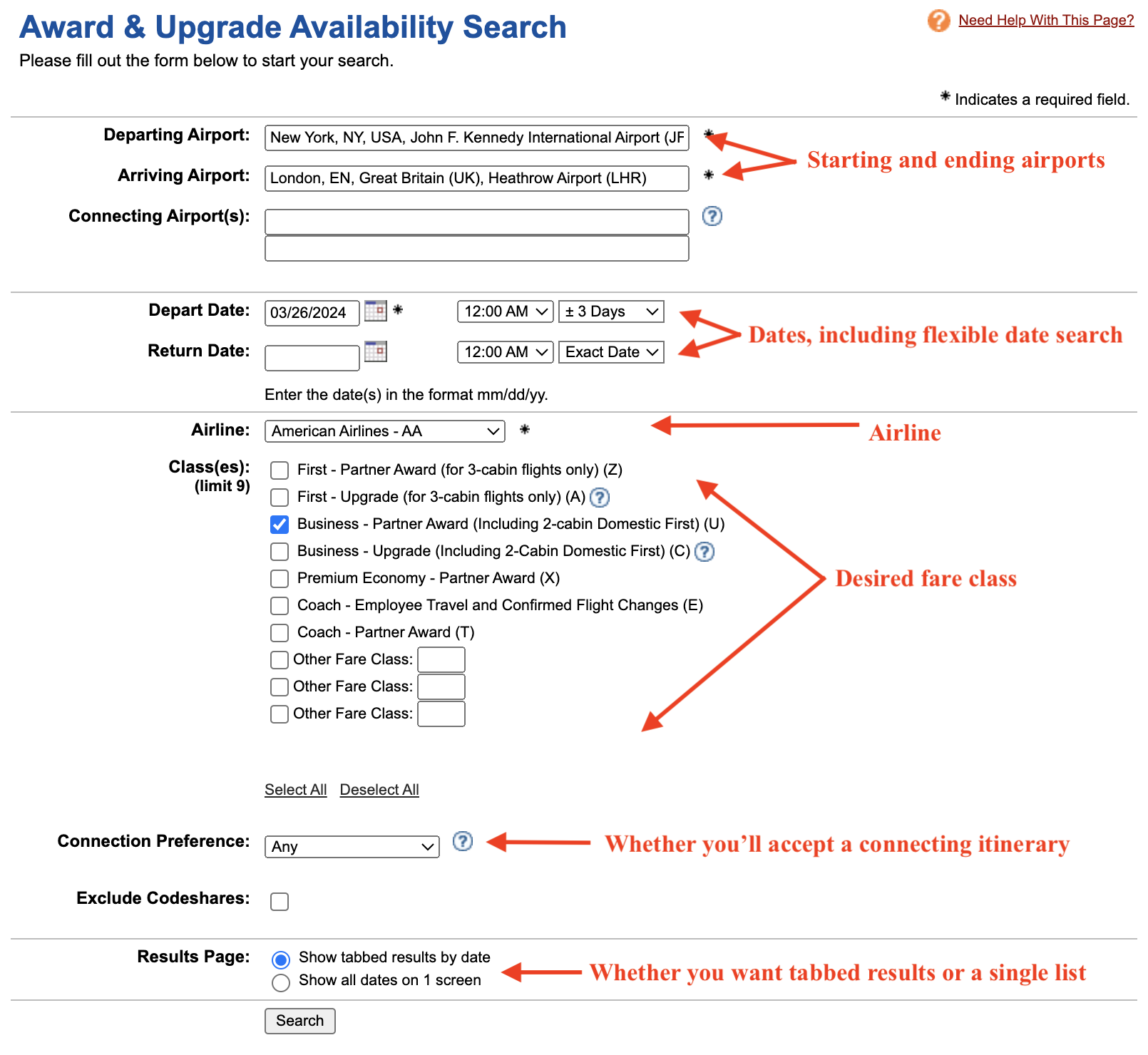 ExpertFlyer explanation of search filters ExpertFlyer explanation of search filters