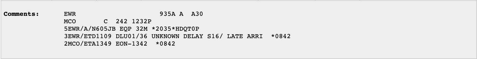 ExpertFlyer flight status search results additional comments ExpertFlyer flight status search results additional comments