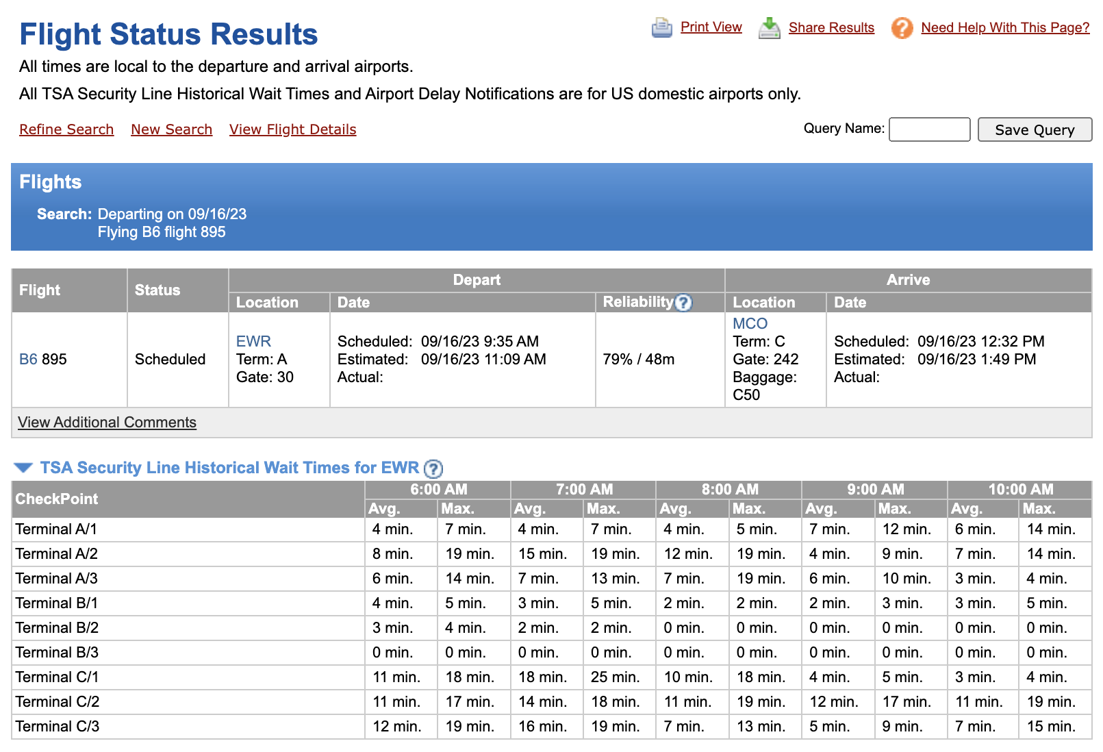 ExpertFlyer flight status search results ExpertFlyer flight status search results
