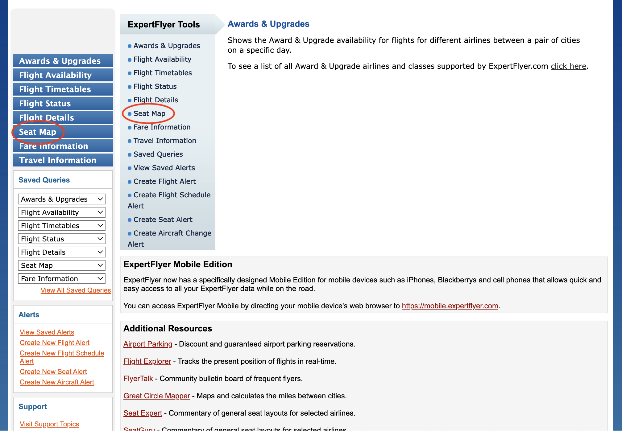 ExpertFlyer how to find seat map on menu ExpertFlyer how to find seat map on menu