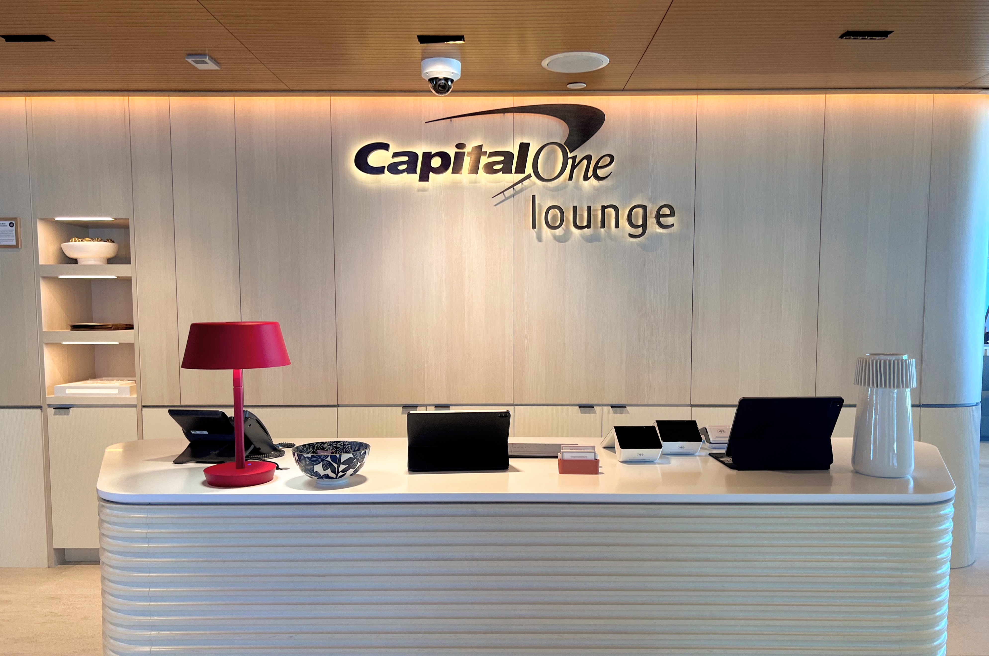 Front desk at Capital One Lounge at Washington Dulles Airport Front desk at Capital One Lounge at Washington Dulles Airport