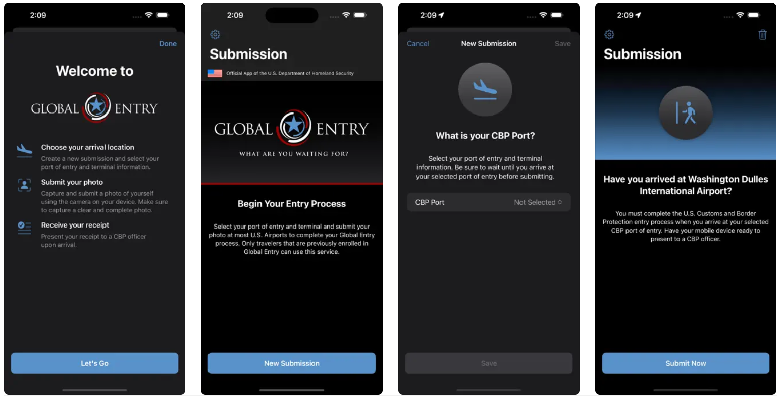 Global Entry card and passport Global Entry app screenshot