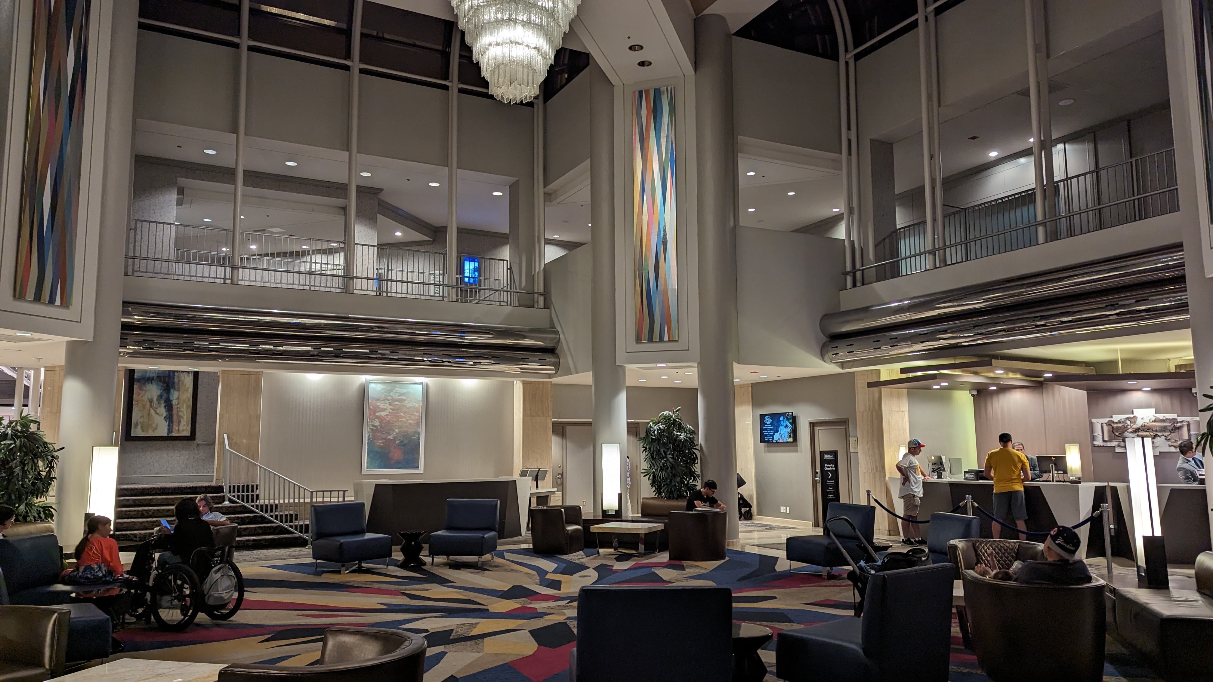 Hilton Los Angeles Universal City lobby seating area Hilton Los Angeles Universal City lobby seating area