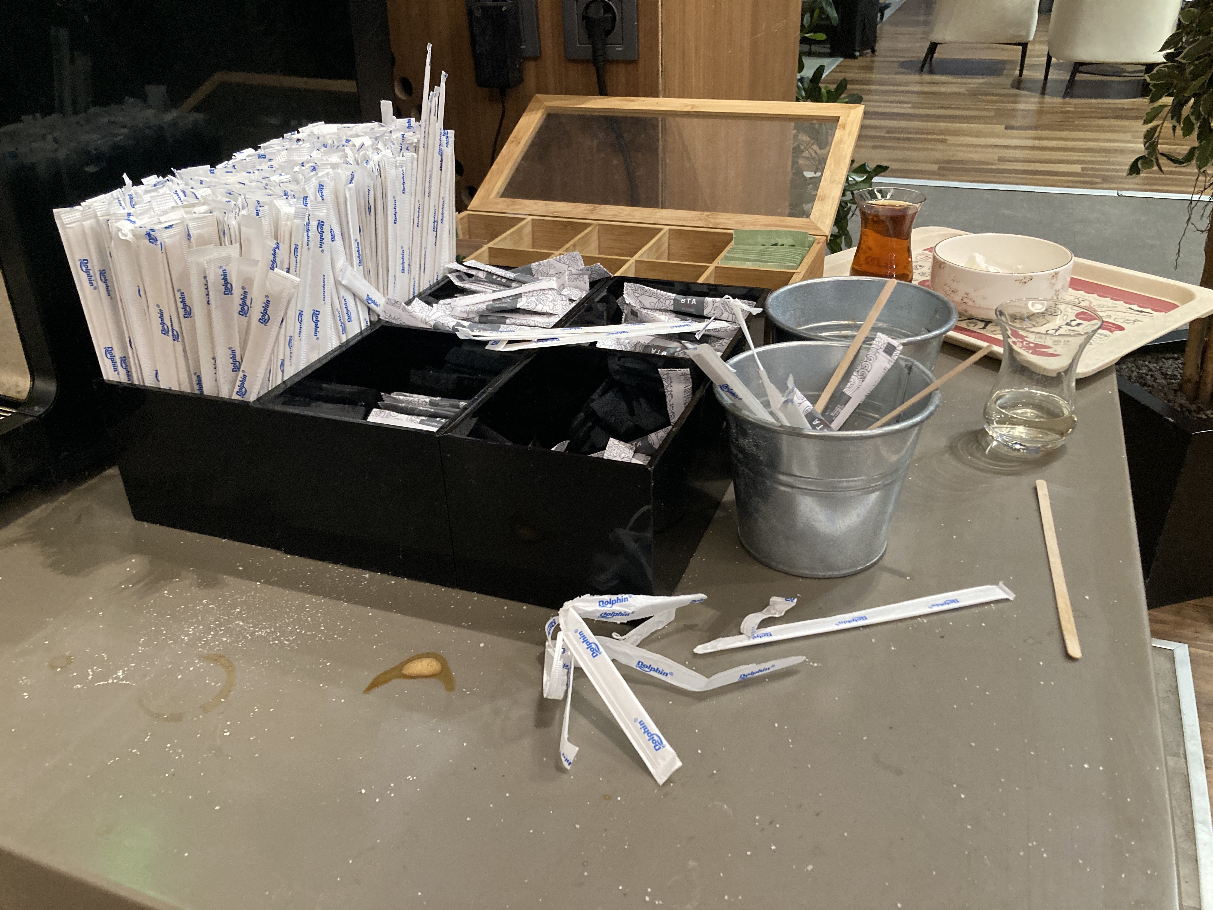 IGA Lounge IST trash at coffee station IGA Lounge IST trash at coffee station