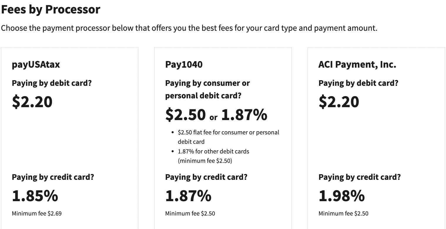 IRS Credit Card Taxes Fee