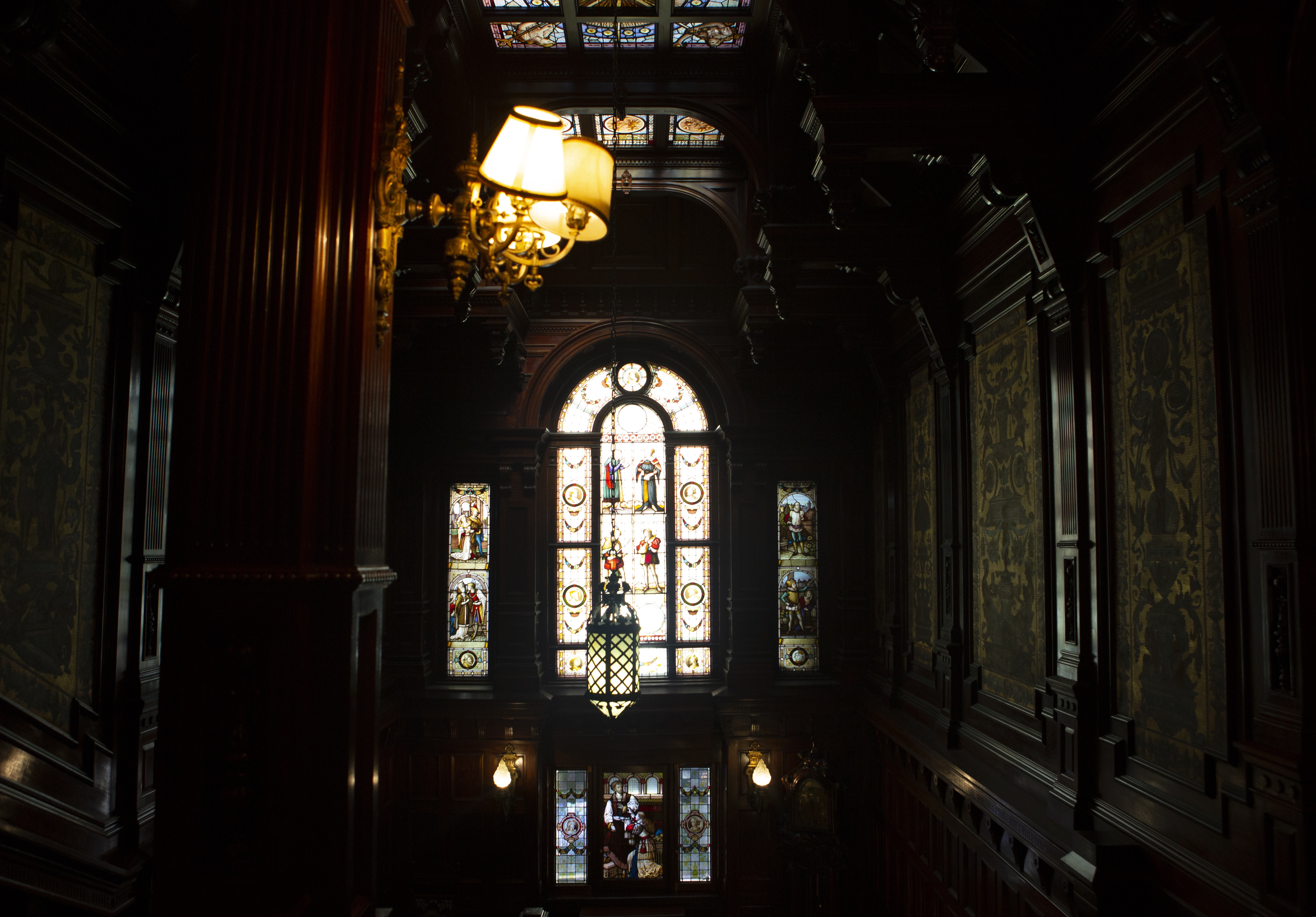 Le Mount Stephen stained glass stairwell Le Mount Stephen stained glass stairwell