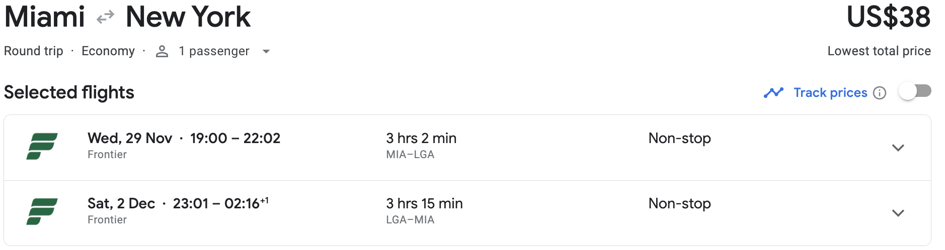 Miami to New York in November