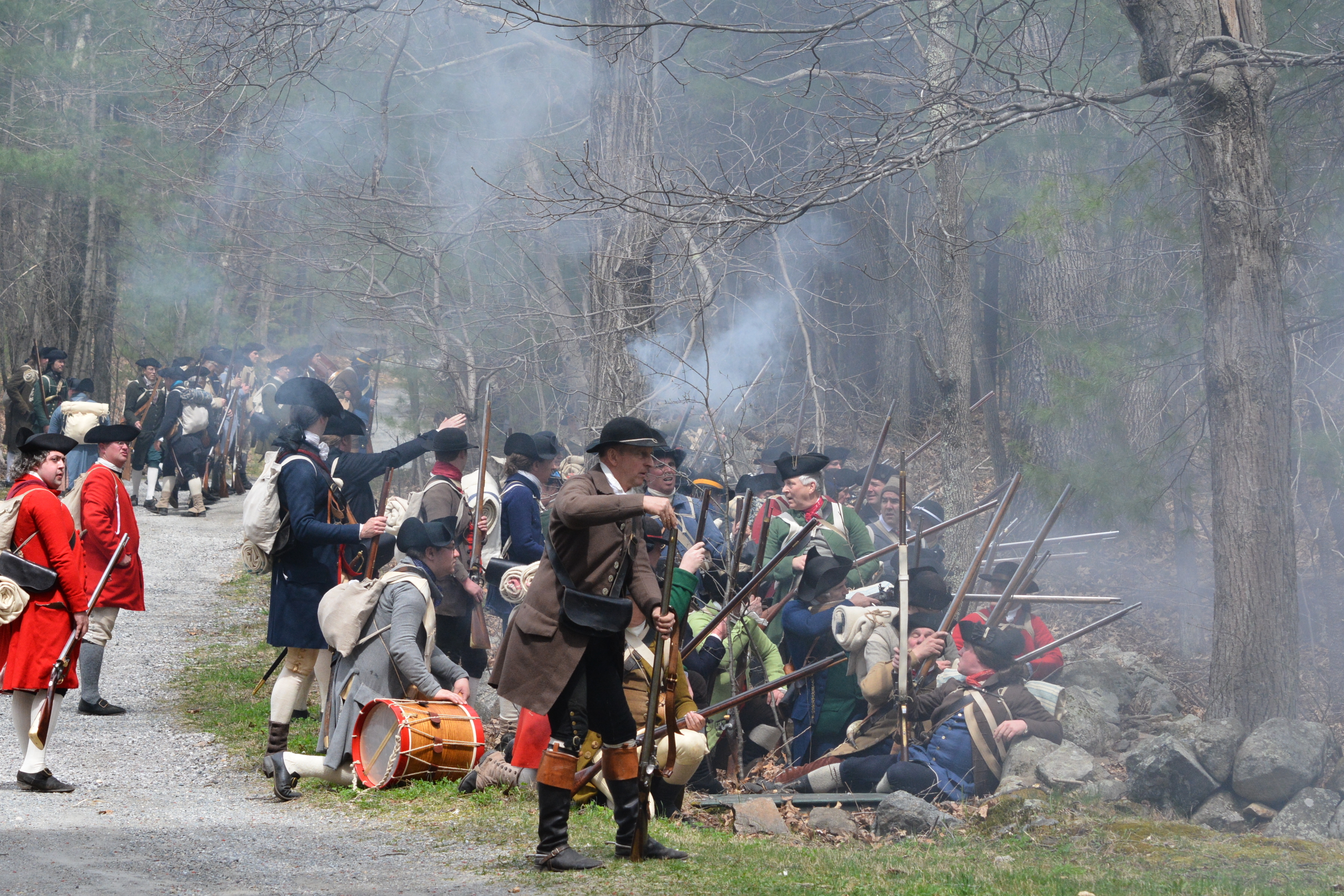 Militia line along the Battle Road