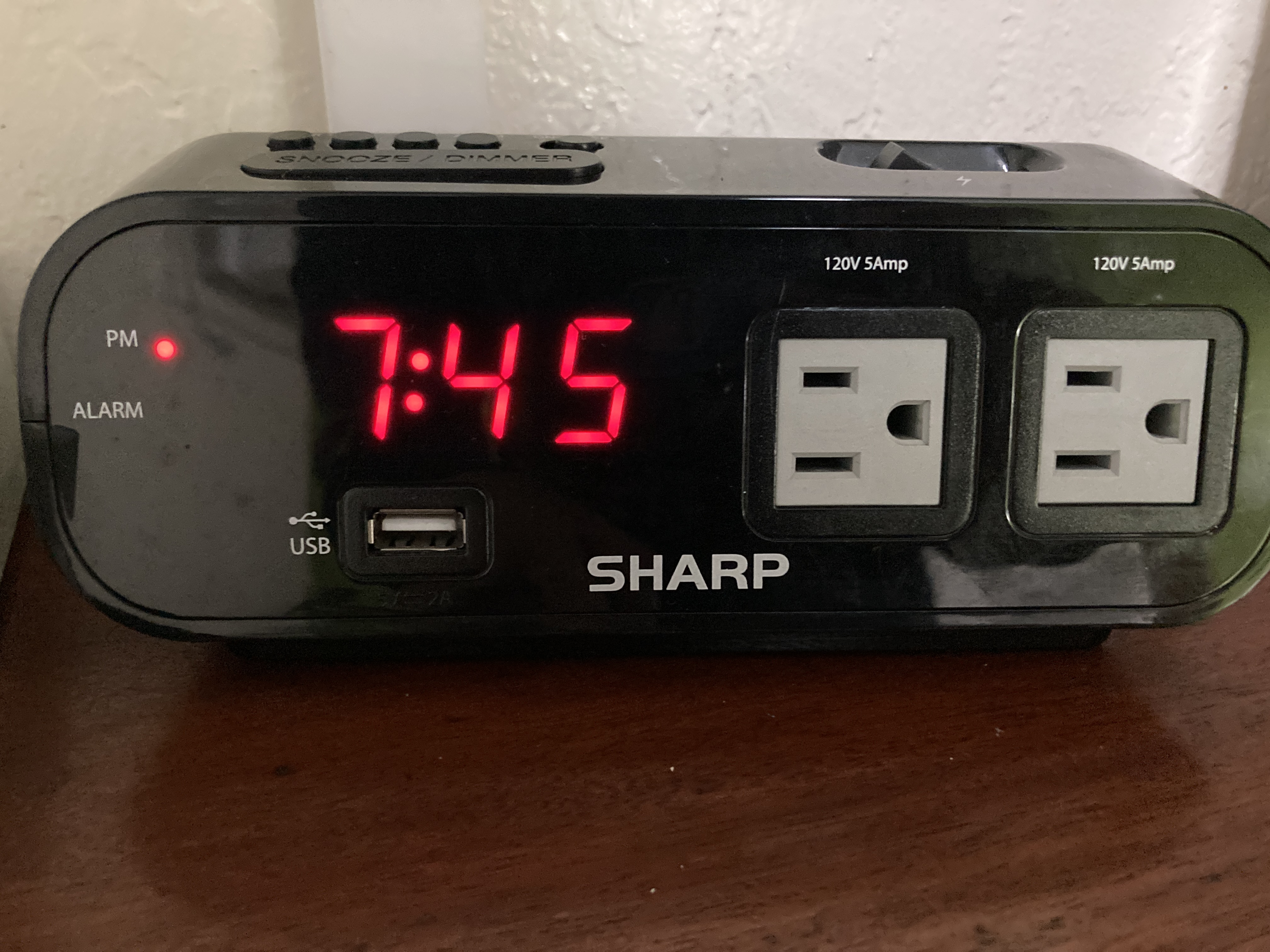 Pacific Marina Inn clock with charging points