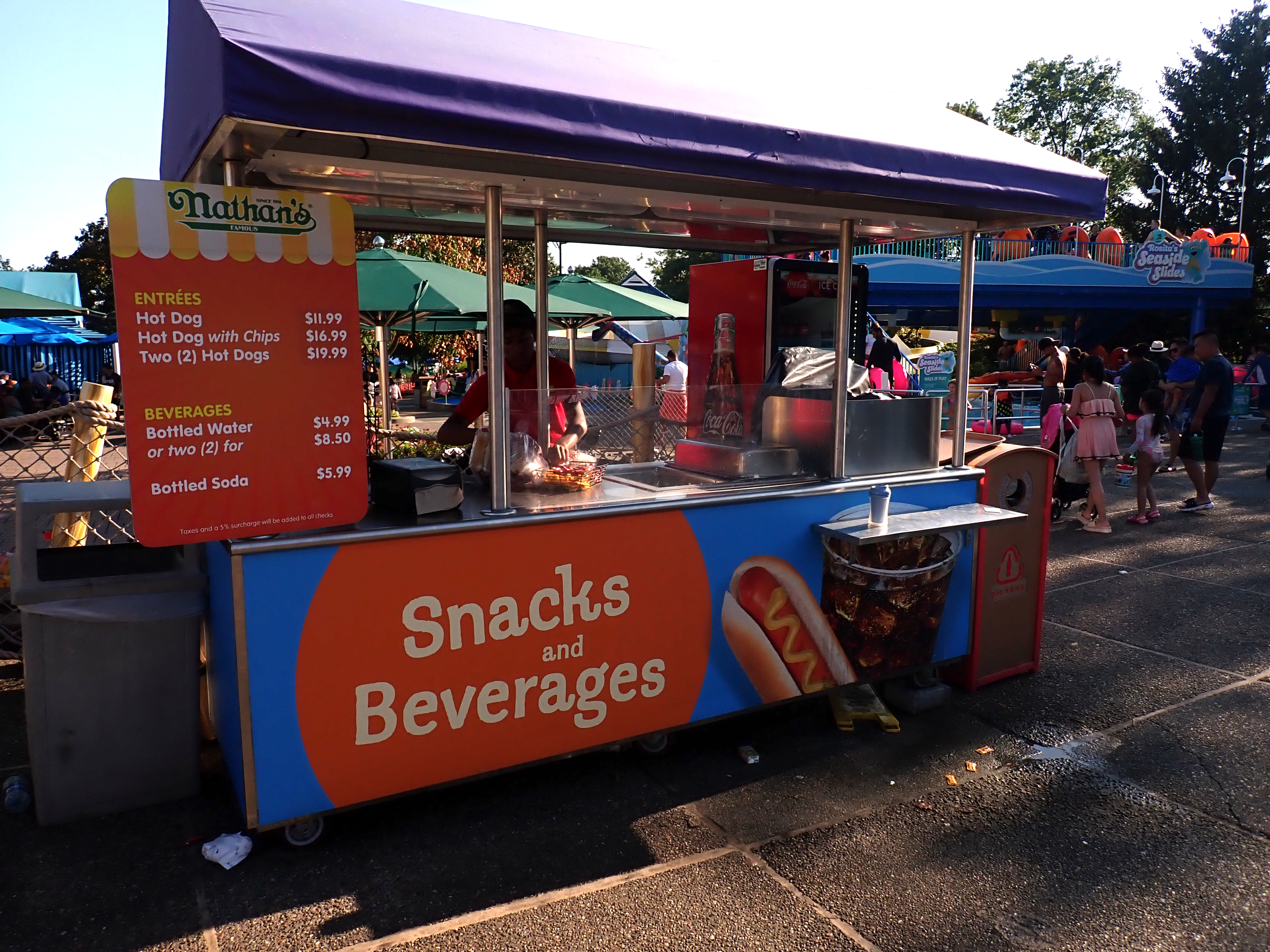 Sesame Place hot dog cart