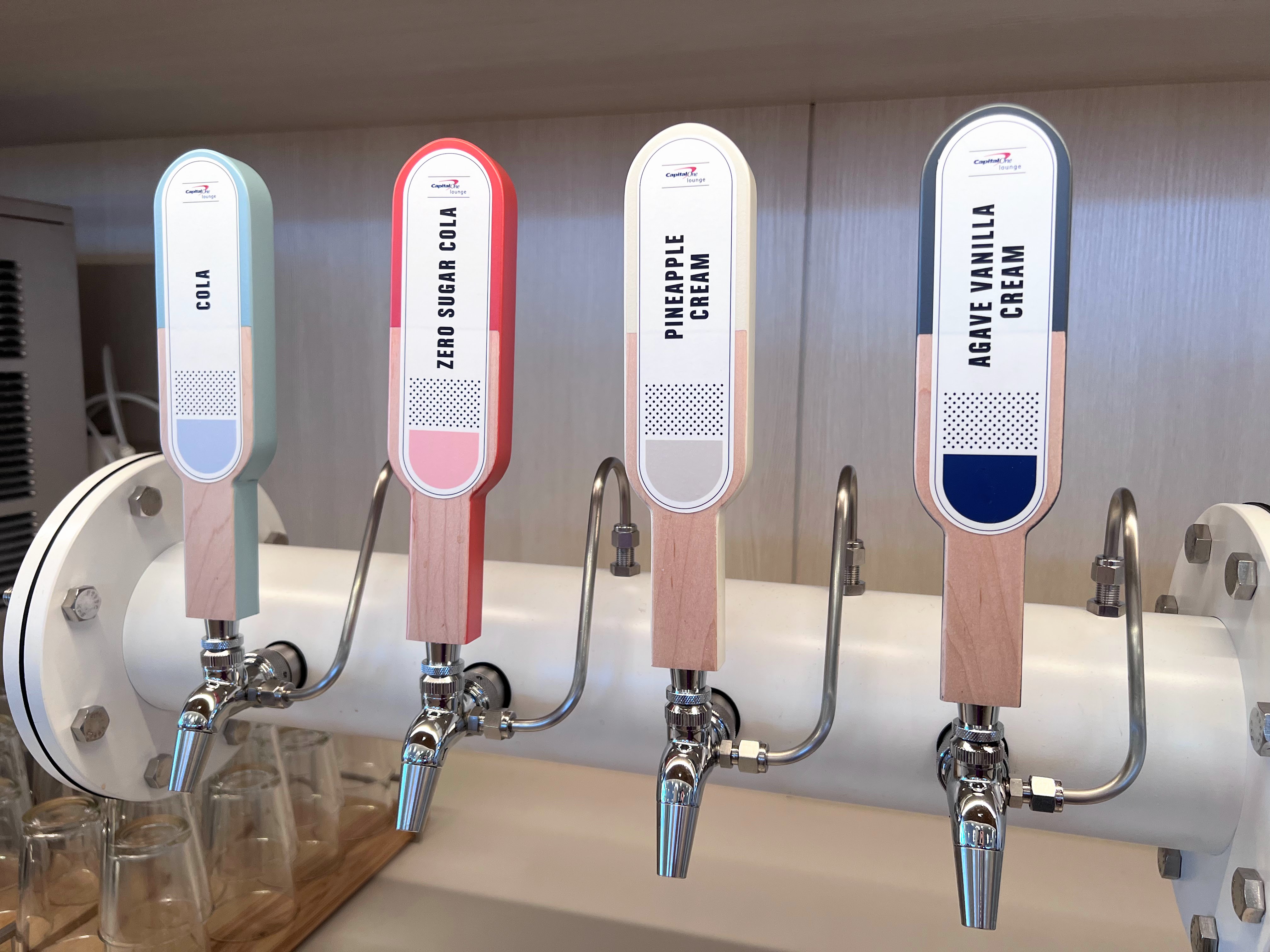 Sodas on tap at Capital One Lounge Dulles