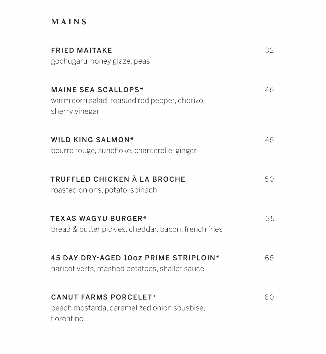 The Studio Centurion NY Main Dishes Menu The Studio Centurion NY Main Dishes Menu