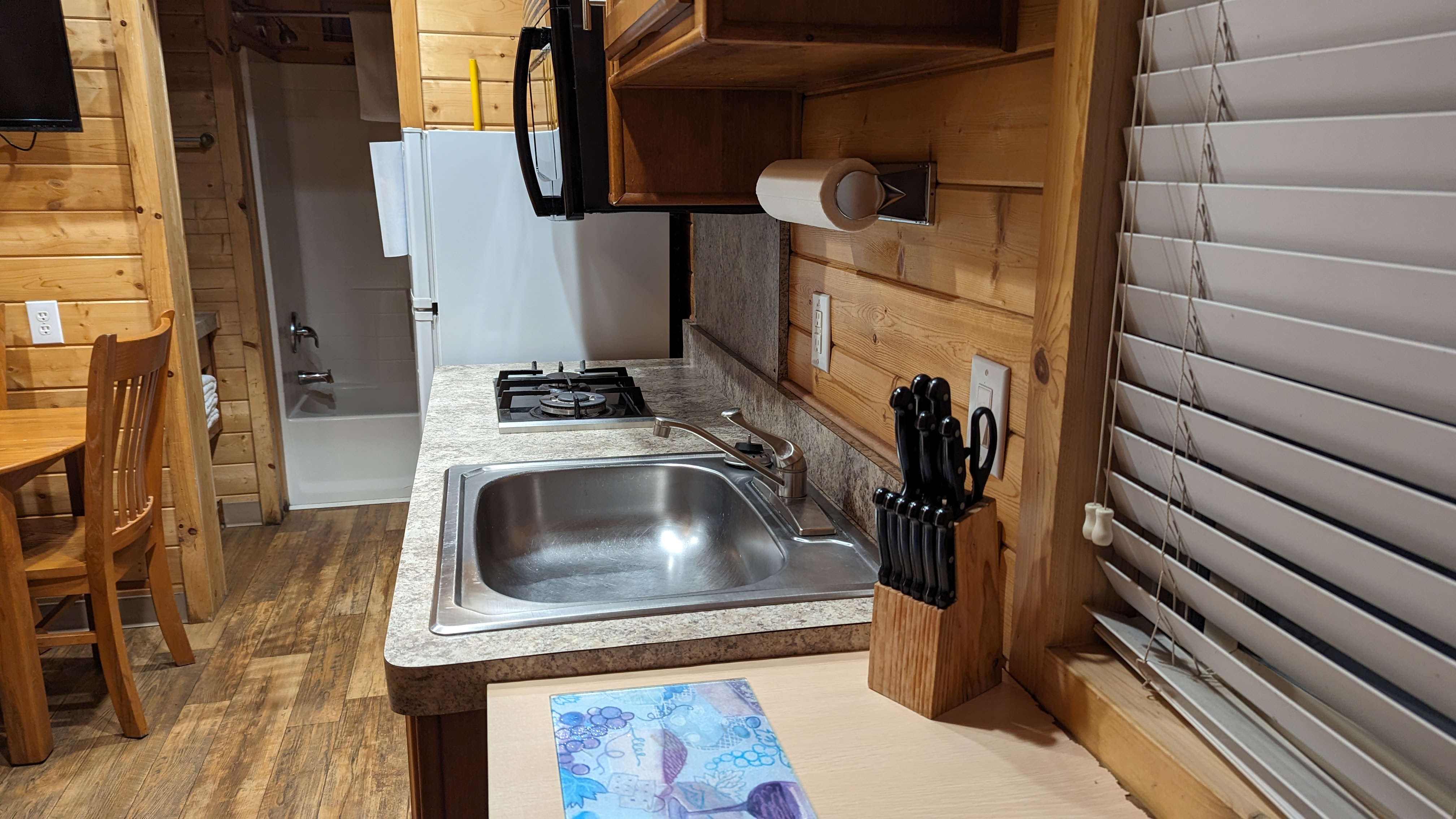 Thousand Trails Yosemite Lakes cabin kitchen counter and cart