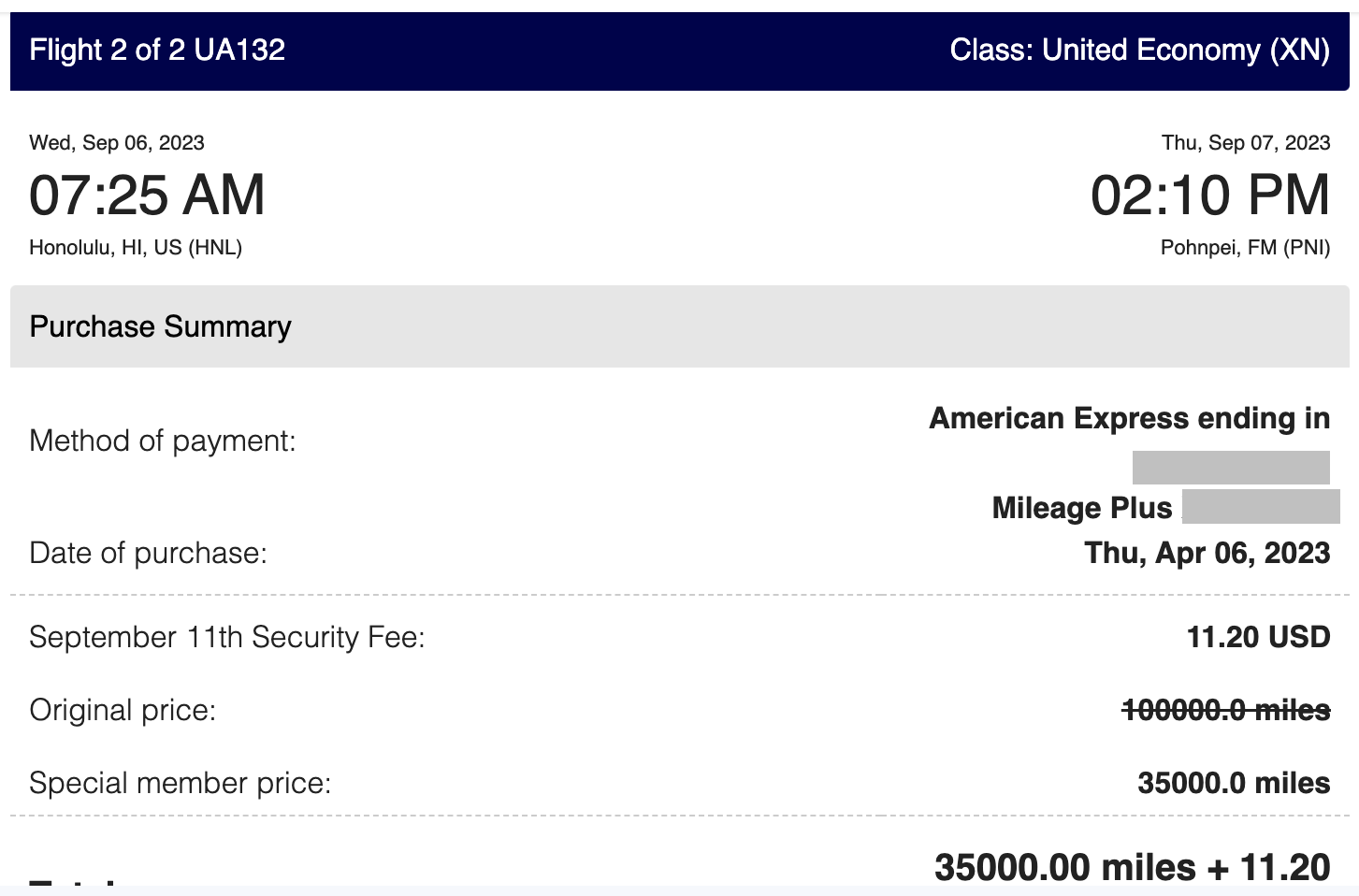 United Airlines Island Hopper Booking LAX PNI