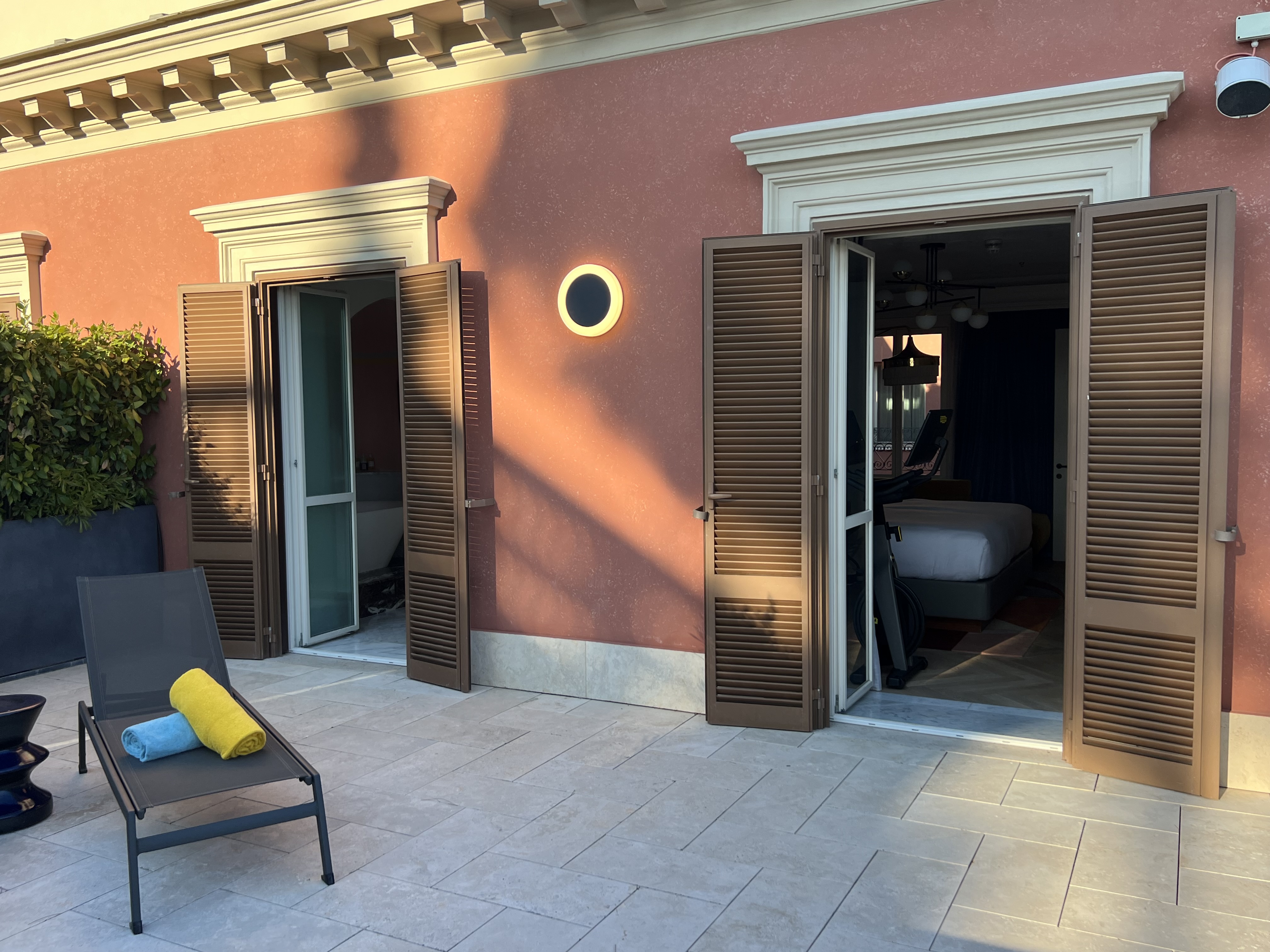 W Rome EWOW terrace into bedroom and bathroom