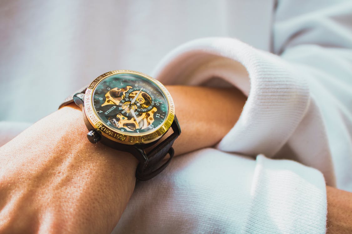 Watch on wrist Watch on wrist