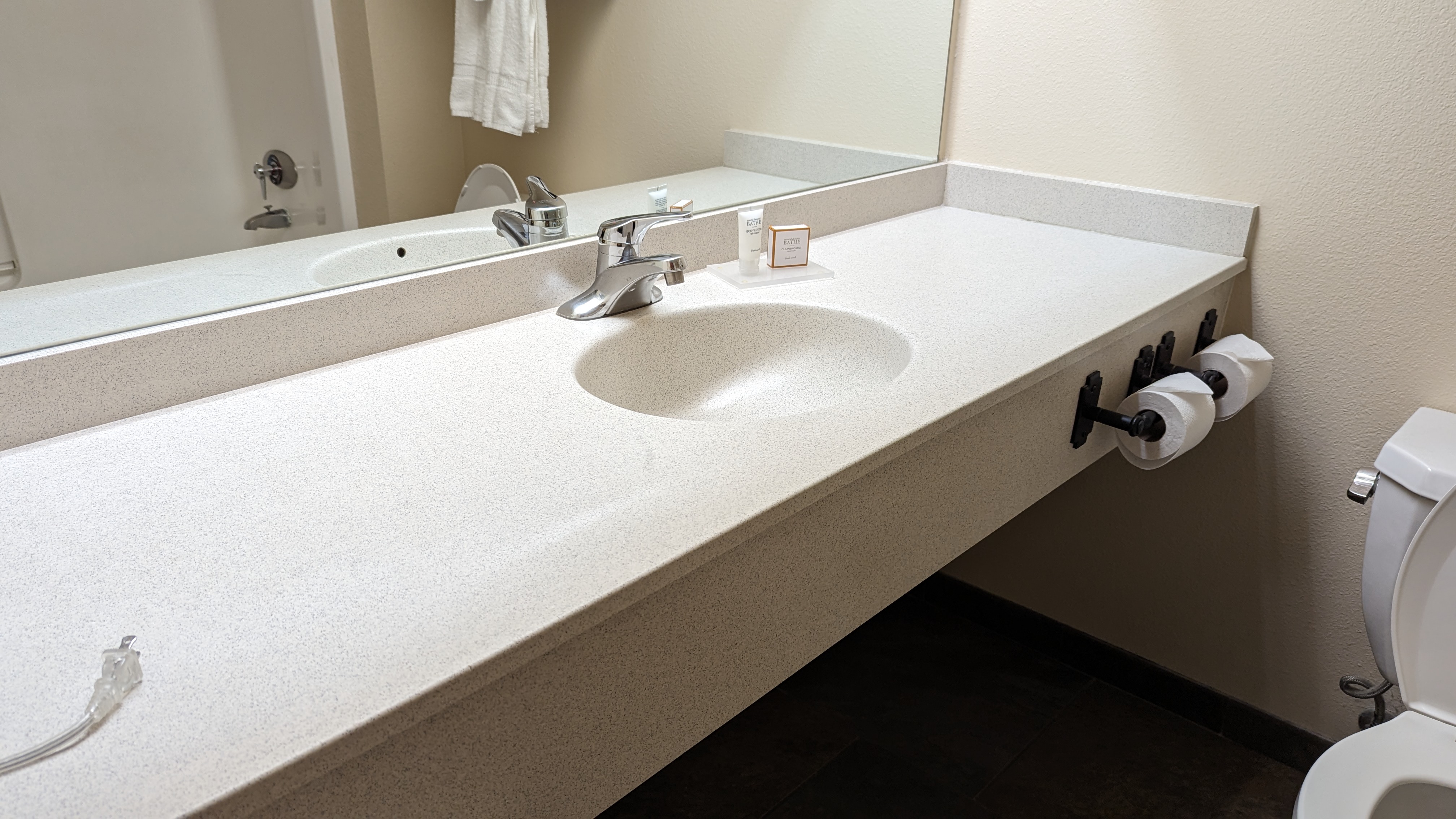Wuksachi Lodge Sequoia National Park Sillman Building bathroom counter and sink Wuksachi Lodge Sequoia National Park Sillman Building bathroom counter and sink