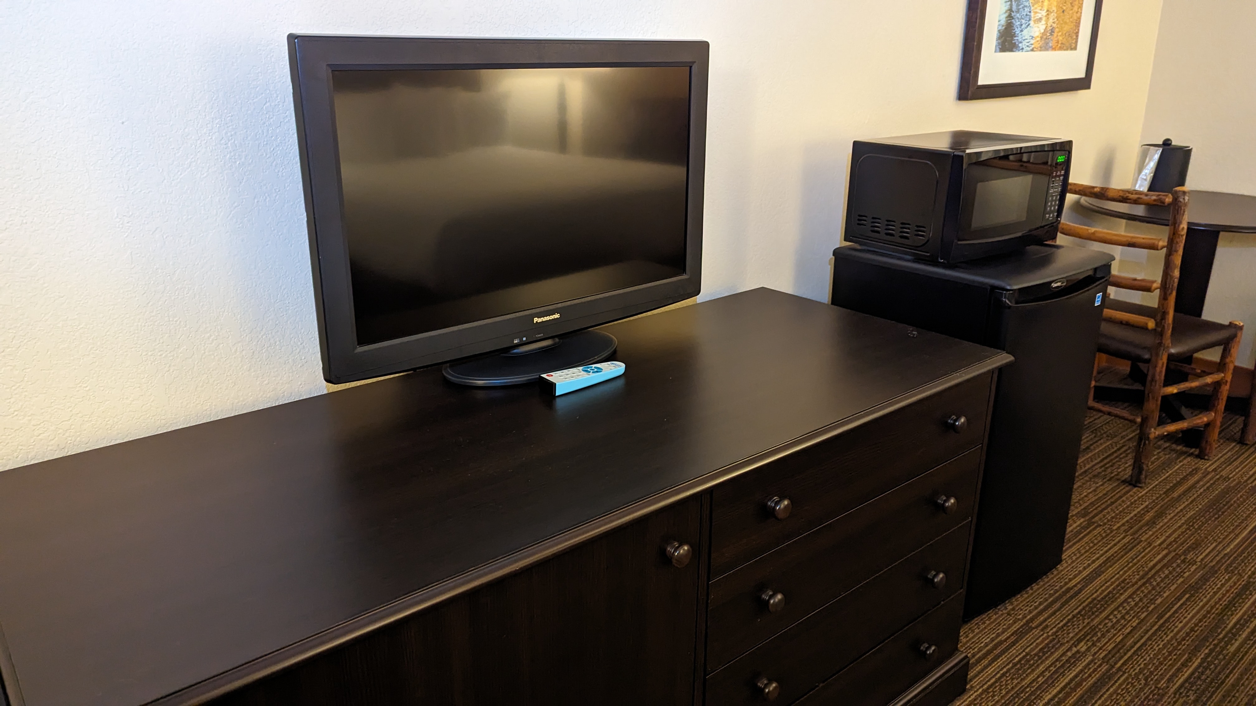 Wuksachi Lodge Sequoia National Park Sillman Building guestroom TV and dresser Wuksachi Lodge Sequoia National Park Sillman Building guestroom TV and dresser