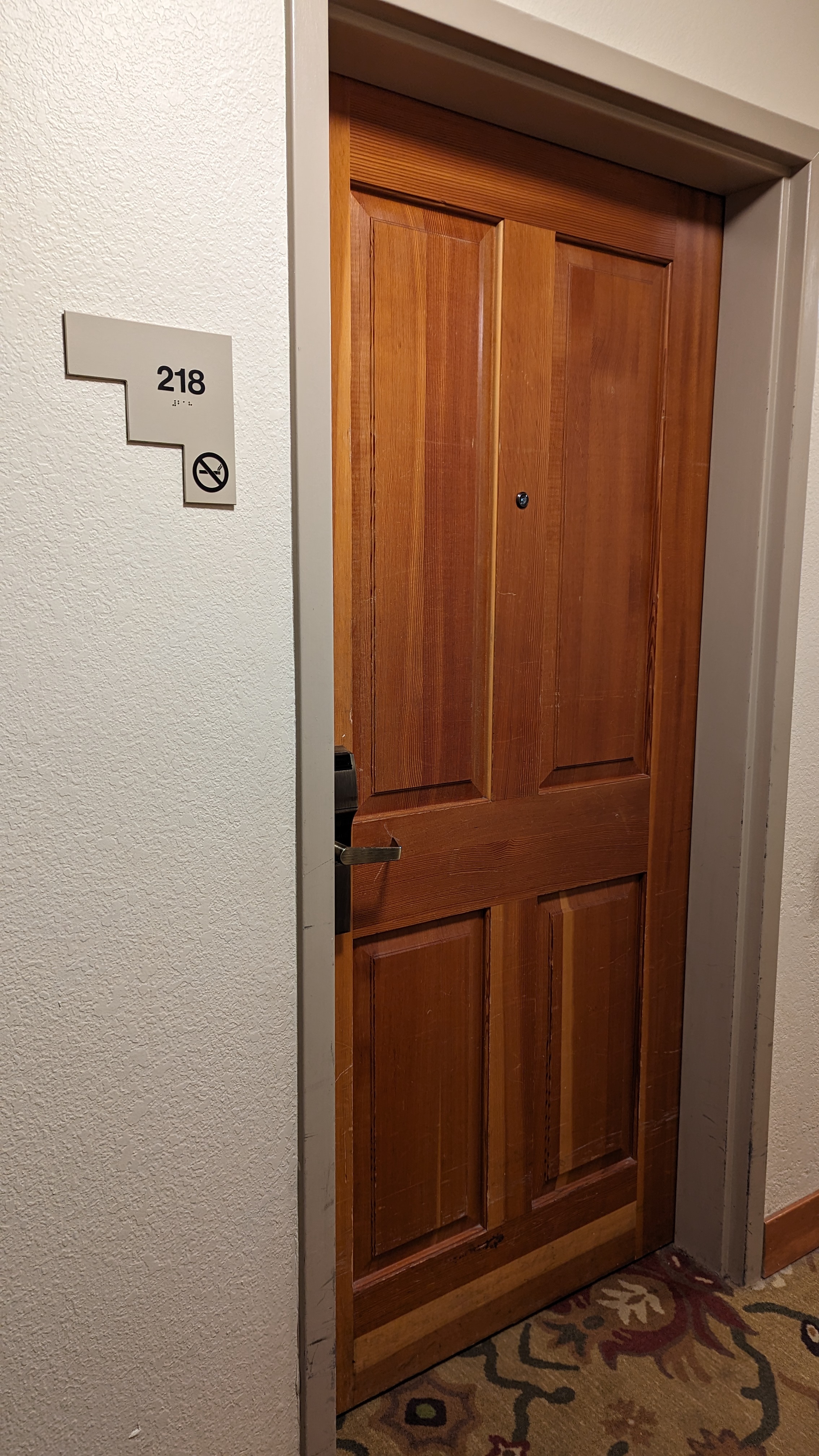Wuksachi Lodge Sequoia National Park Sillman Building guestroom door Wuksachi Lodge Sequoia National Park Sillman Building guestroom door