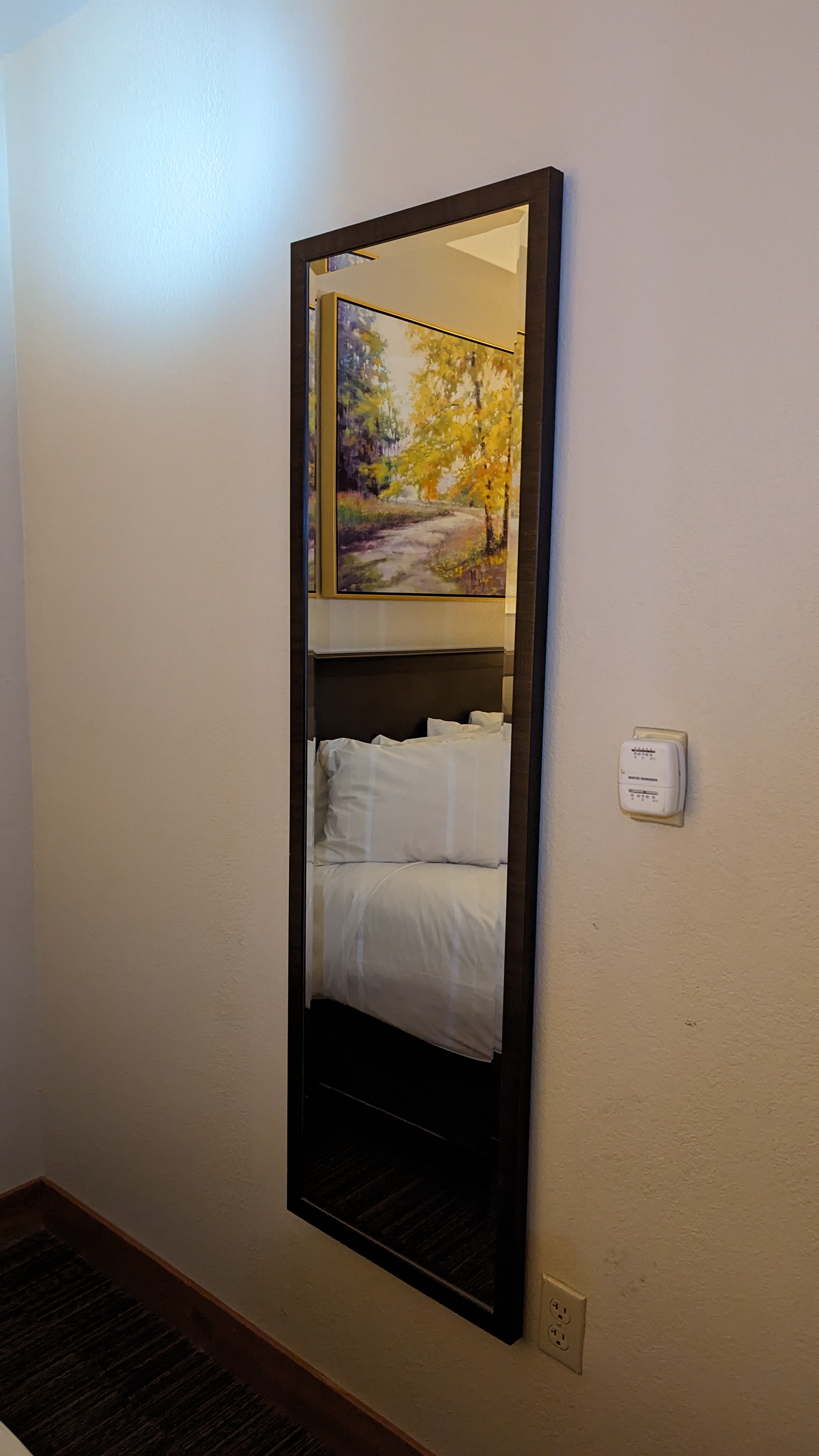 Wuksachi Lodge Sequoia National Park Sillman Building guestroom mirror next to the bed Wuksachi Lodge Sequoia National Park Sillman Building guestroom mirror next to the bed