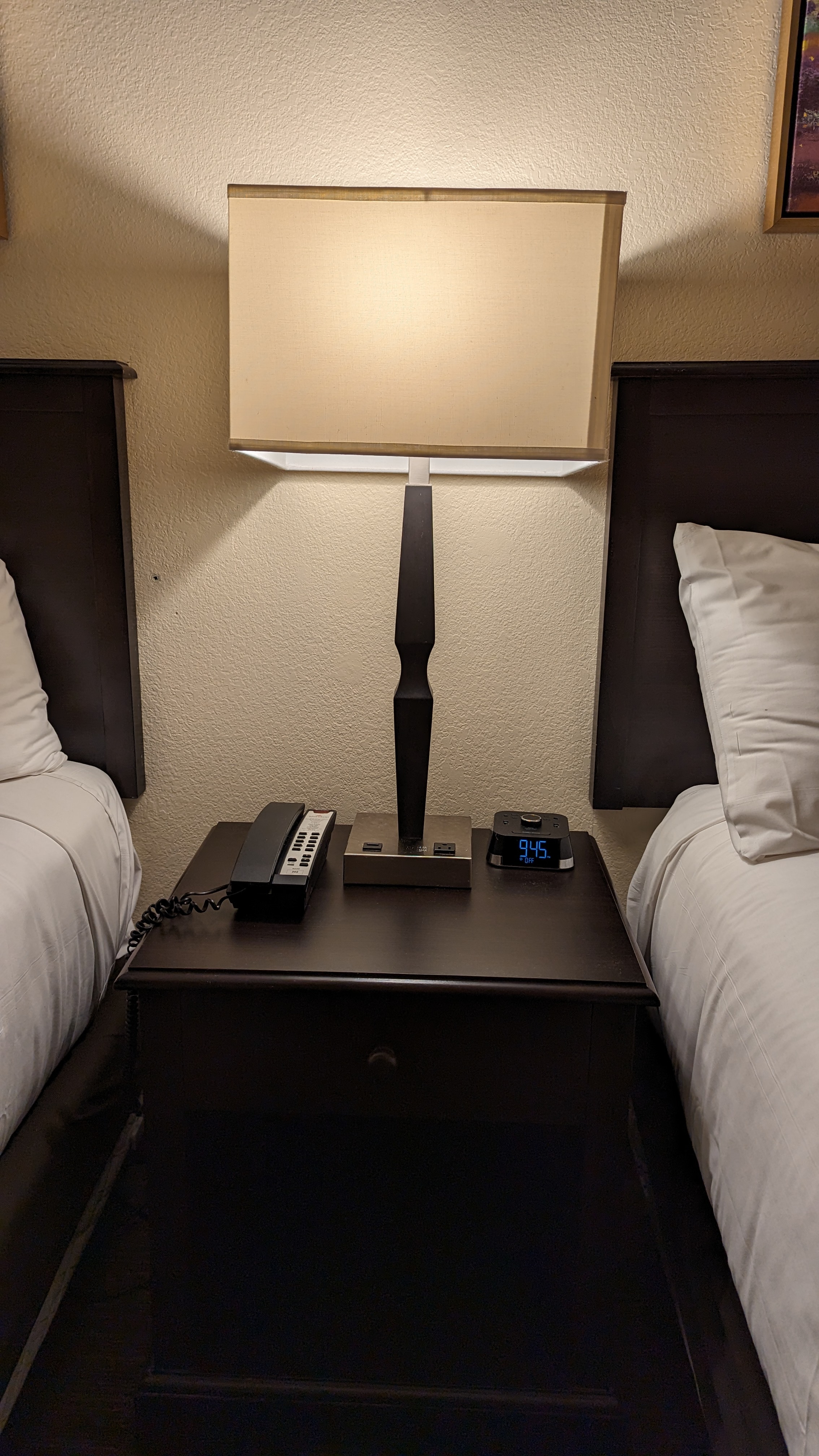 Wuksachi Lodge Sequoia National Park guestroom nightstand Wuksachi Lodge Sequoia National Park guestroom nightstand