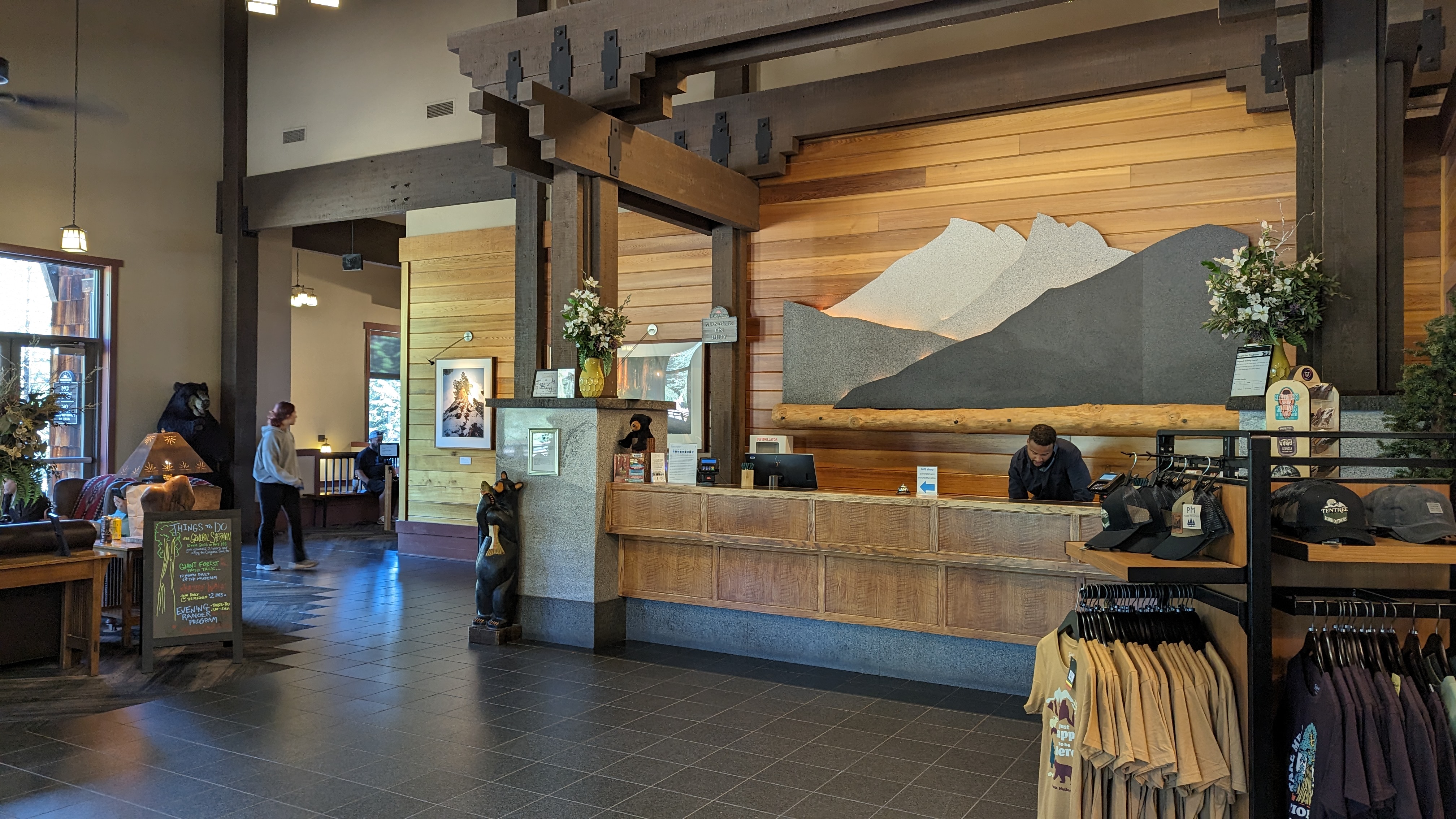 Wuksachi Lodge Sequoia National Park lobby check in desk Wuksachi Lodge Sequoia National Park lobby check in desk