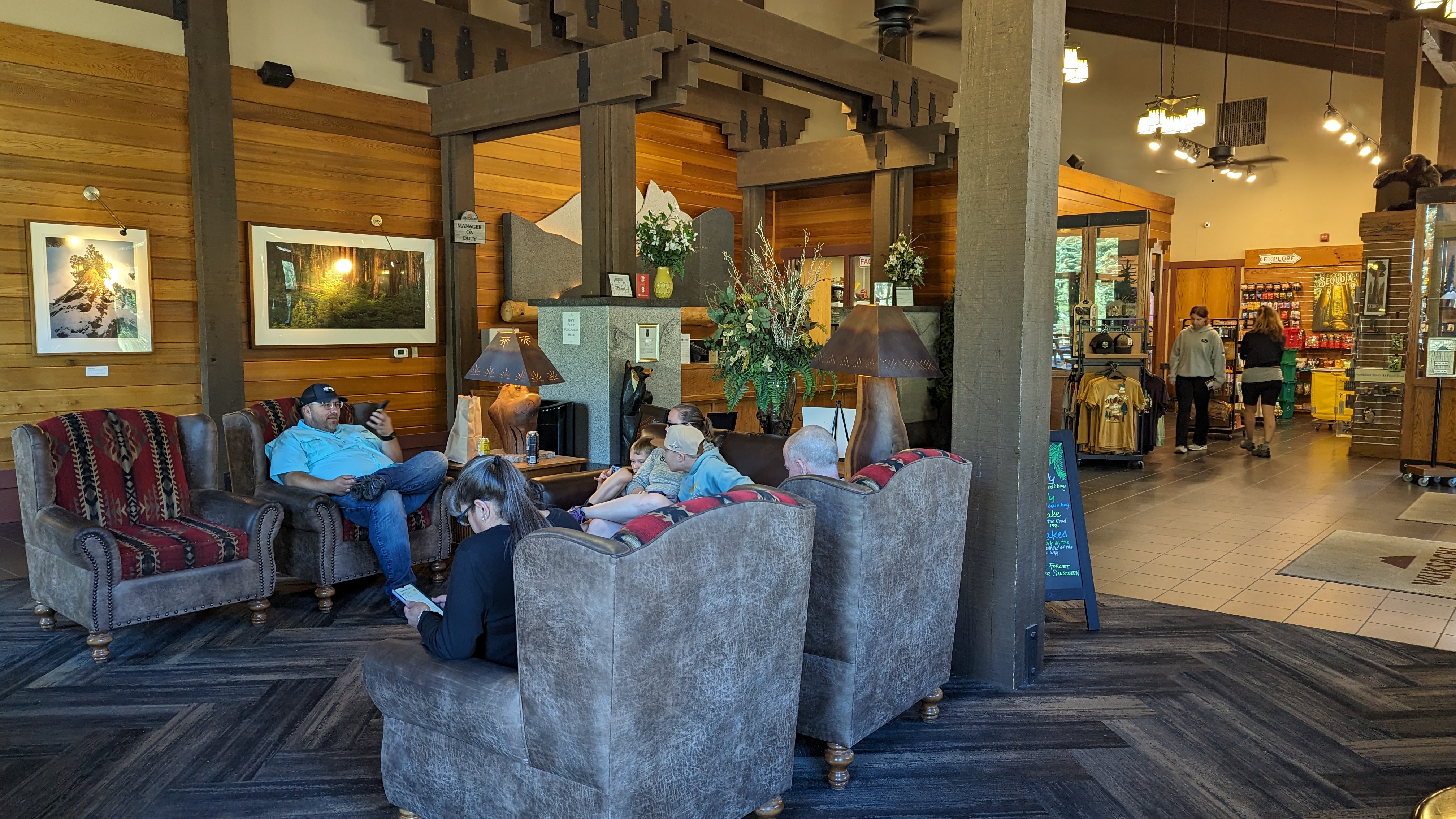 Wuksachi Lodge Sequoia National Park lodge lobby seating area Wuksachi Lodge Sequoia National Park lobby seating