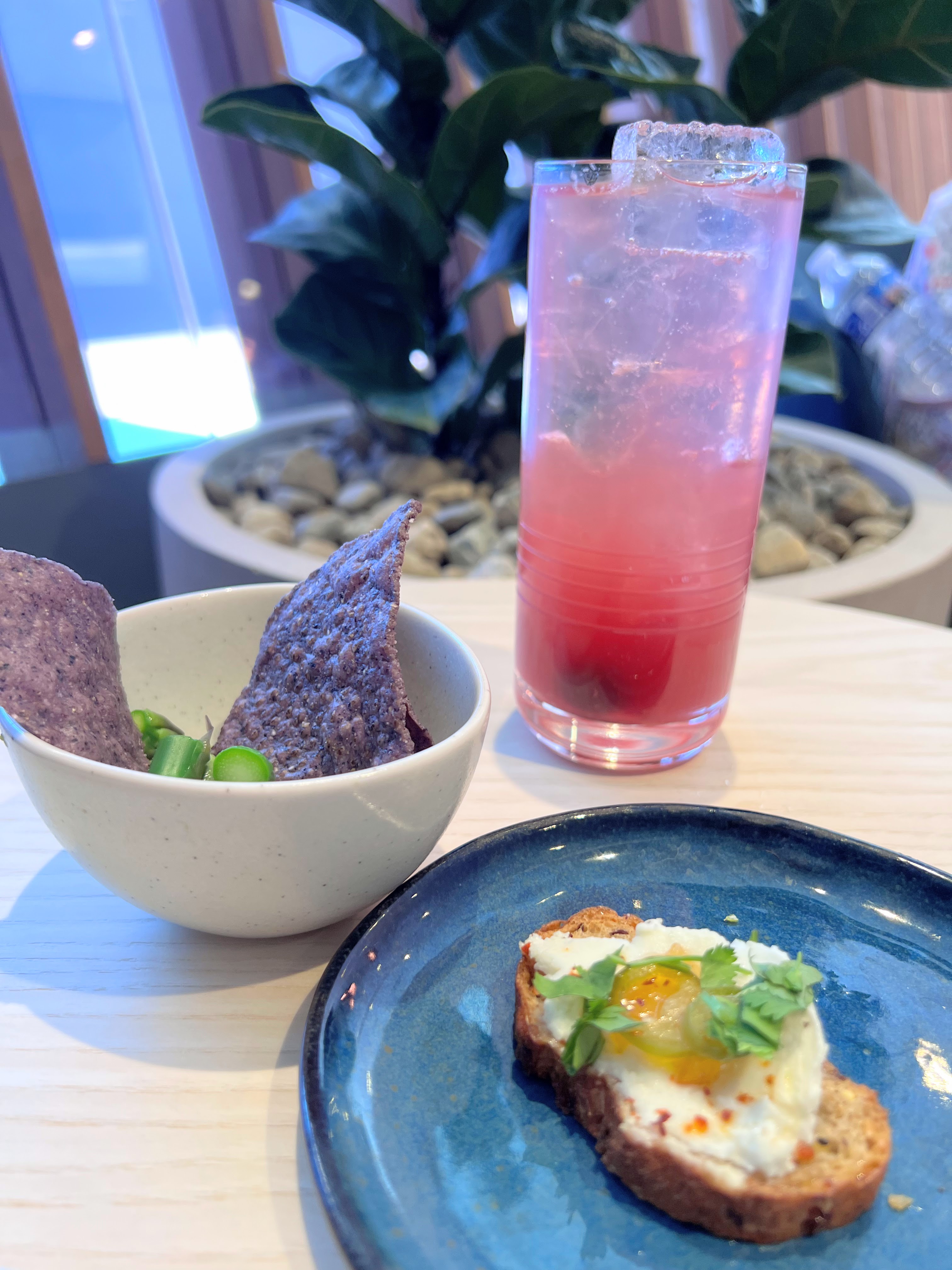 Zero proof cocktail and lunch at Capital One Lounge Washington Dulles