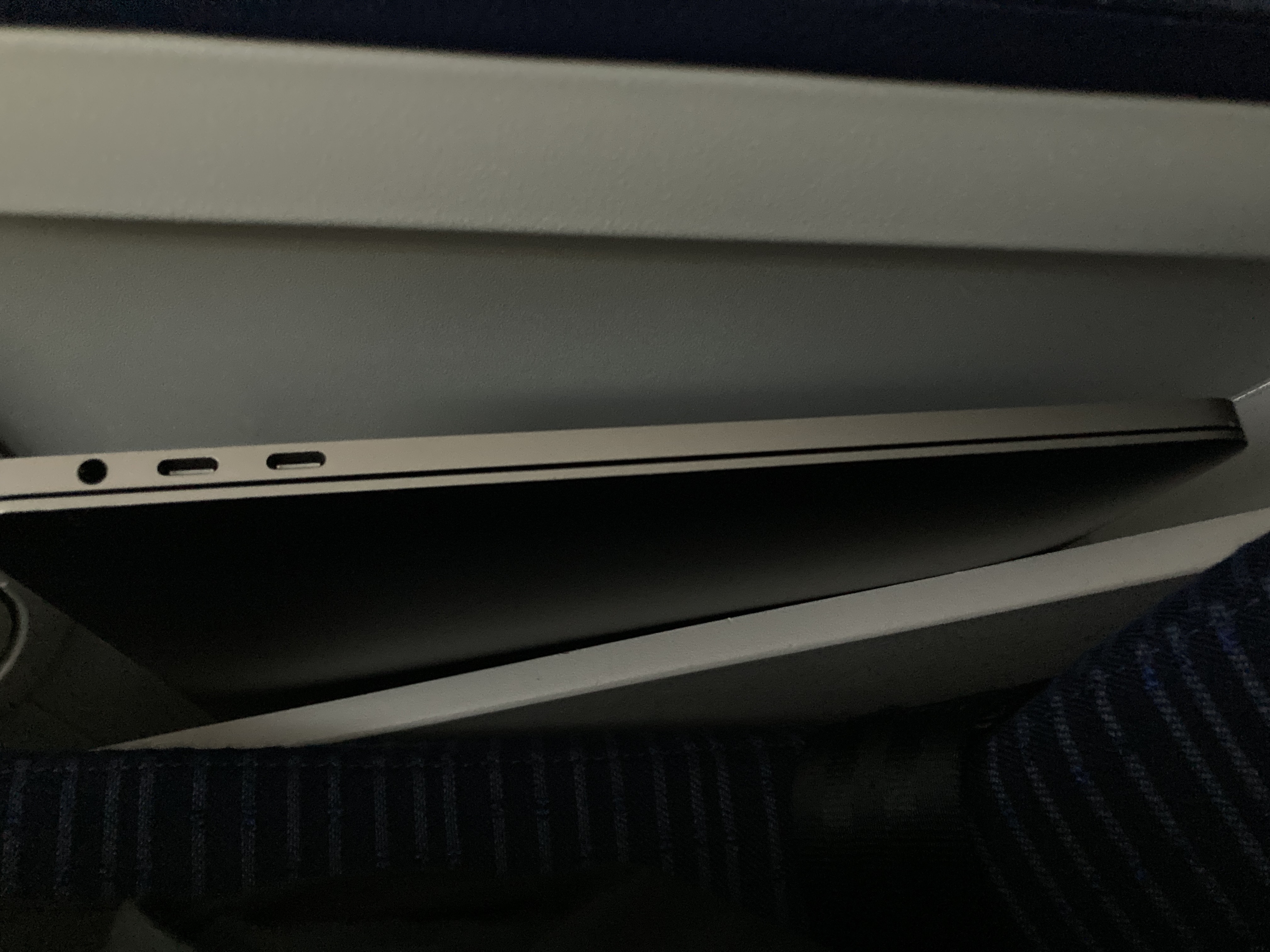 ANA B787 8 business class laptop in pocket ANA B787 8 business class laptop in pocket