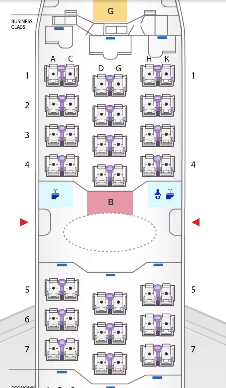 ANA B787 8 business class seat map ANA B787 8 business class seat map