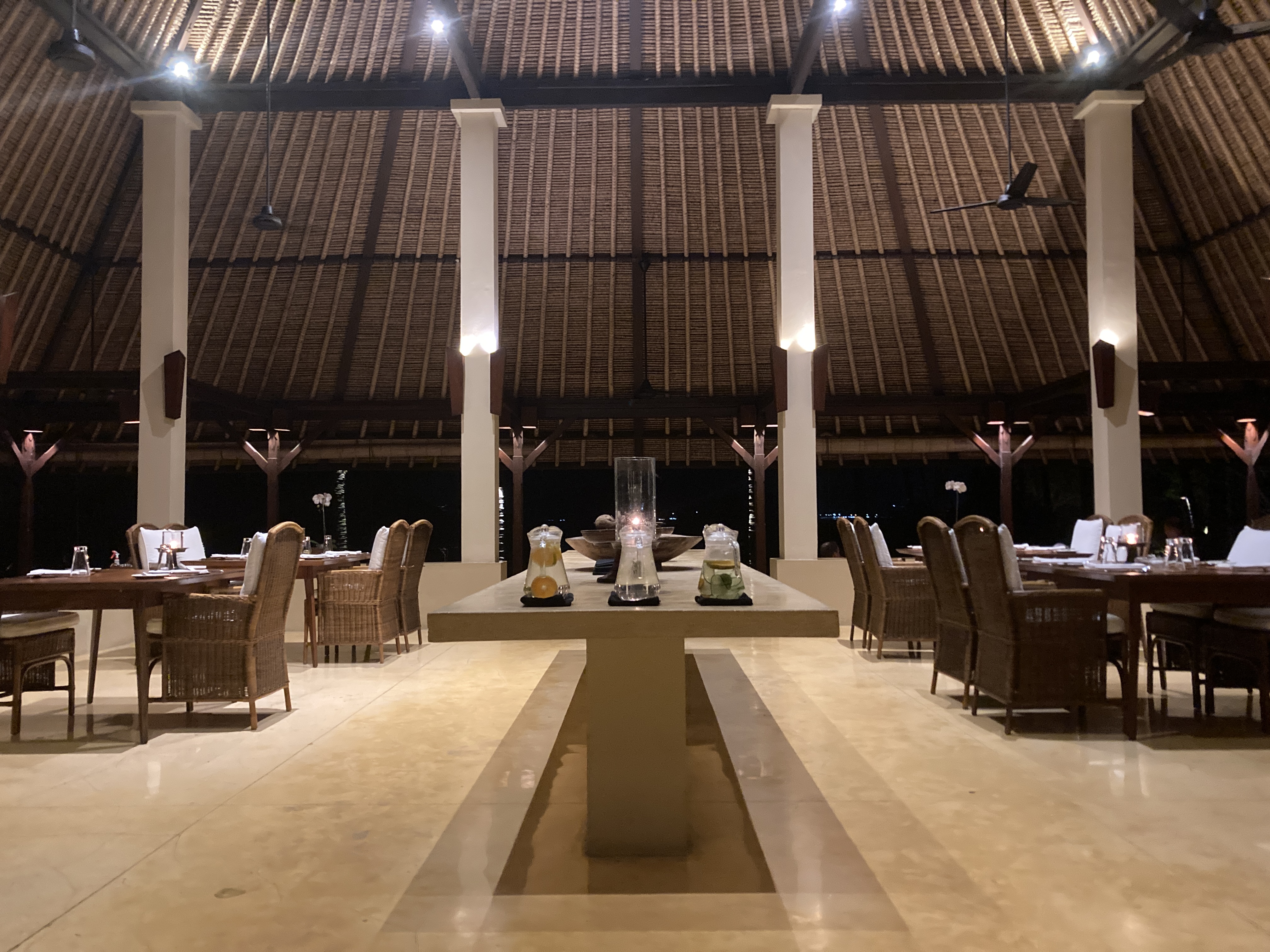 Alila Manggis Bali Sea Salt restaurant at night Alila Manggis Bali Sea Salt restaurant at night