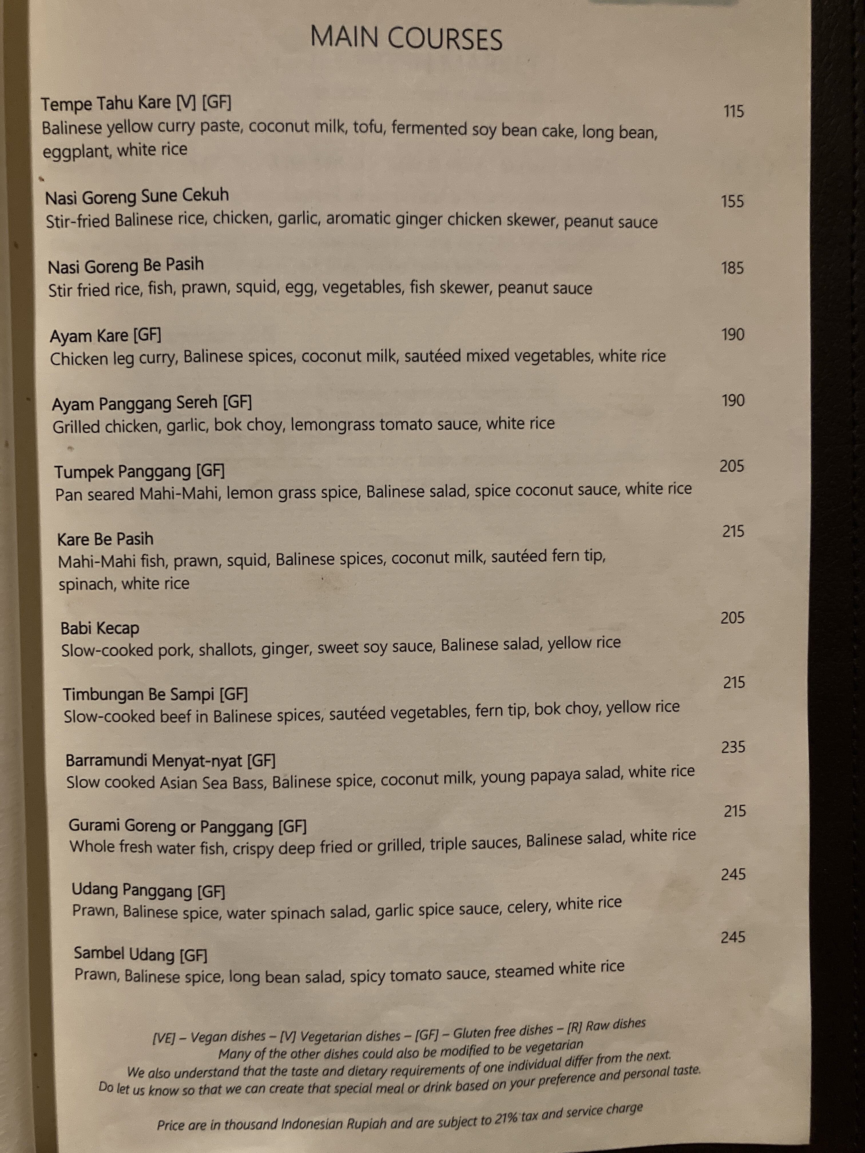 Alila Manggis Bali Sea Salt restaurant dinner menu main course Alila Manggis Bali Sea Salt restaurant dinner menu main course