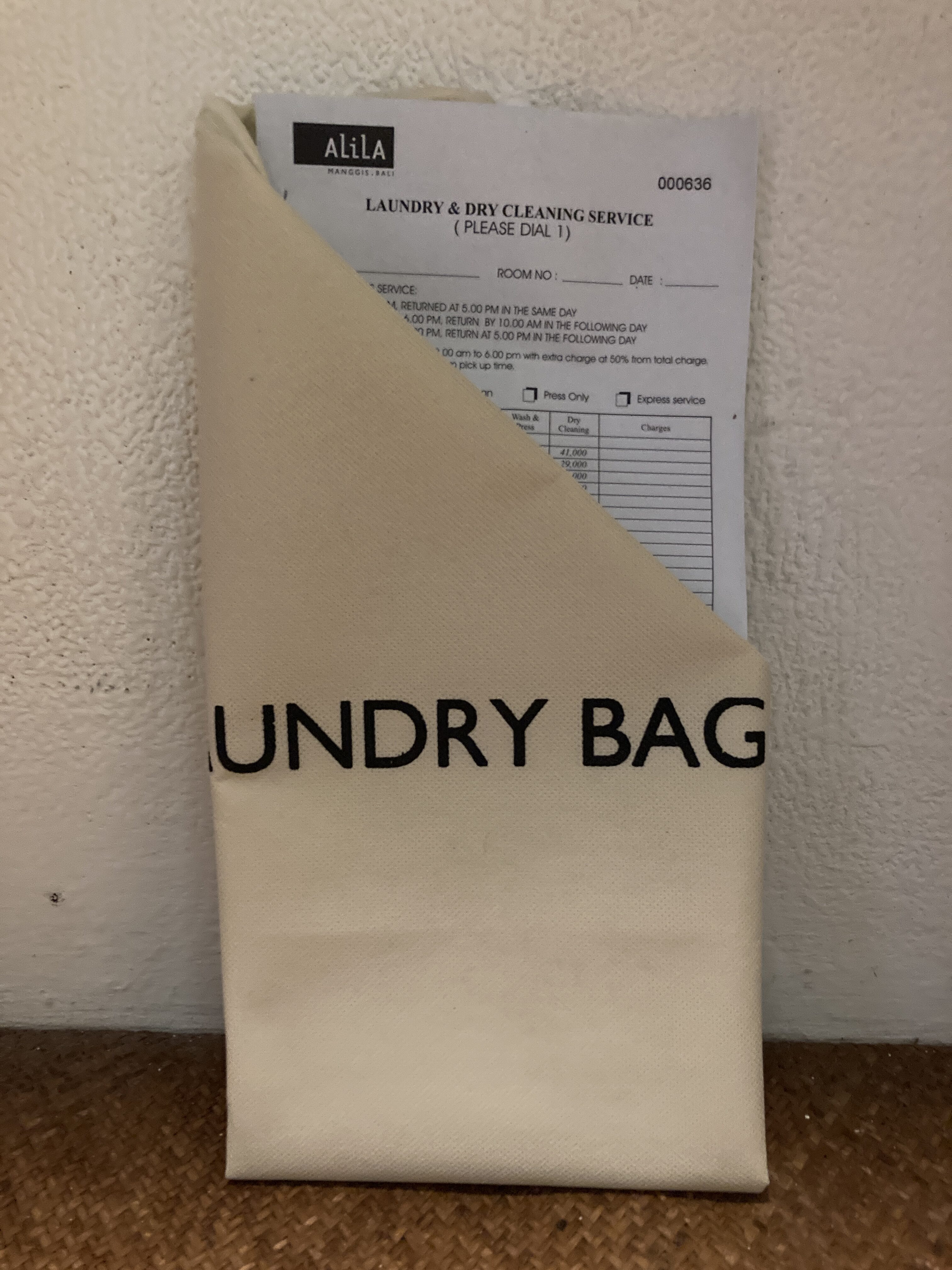 Alila Manggis Bali bedroom closet laundry bag Alila Manggis Bali bedroom closet laundry bag