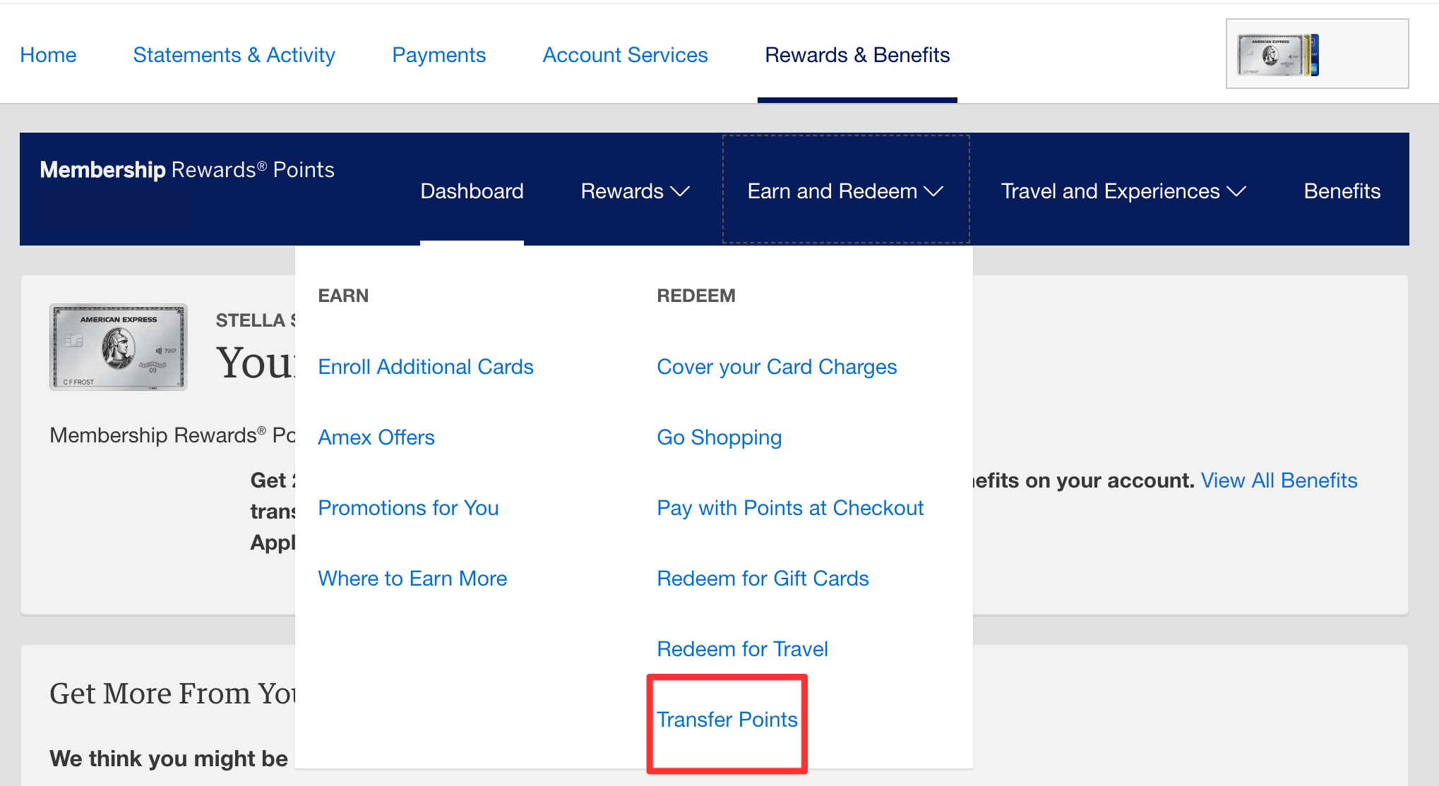 Amex Transfer Points